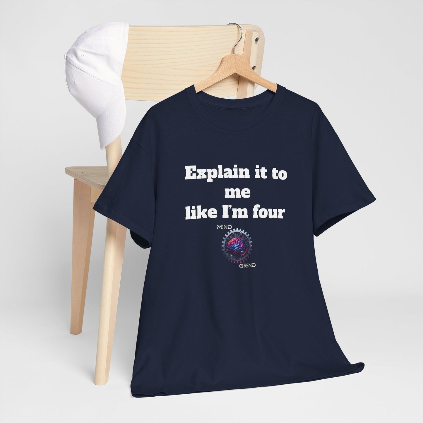 Explain it to me like I'm four - Unisex Heavy Cotton Tee - Large Logo