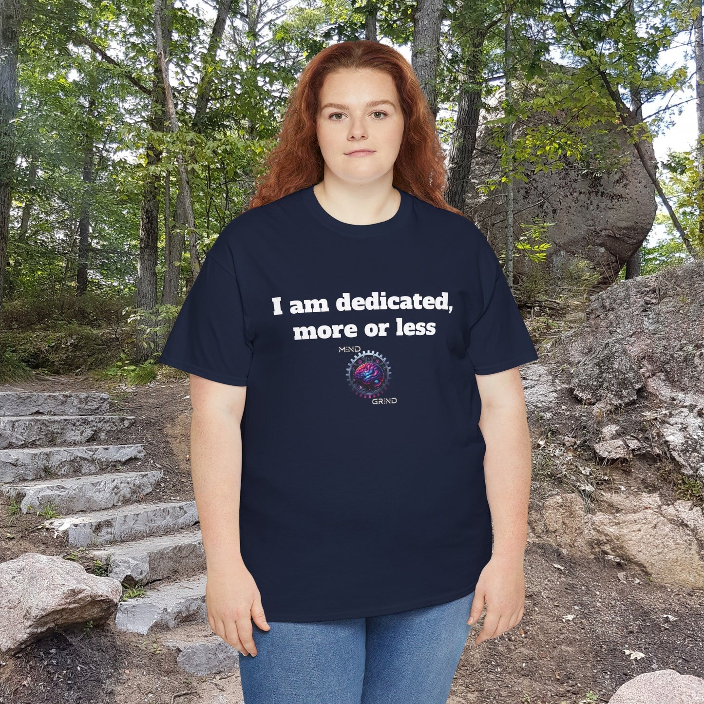I am dedicated, more or less - Unisex Heavy Cotton Tee - Large Logo