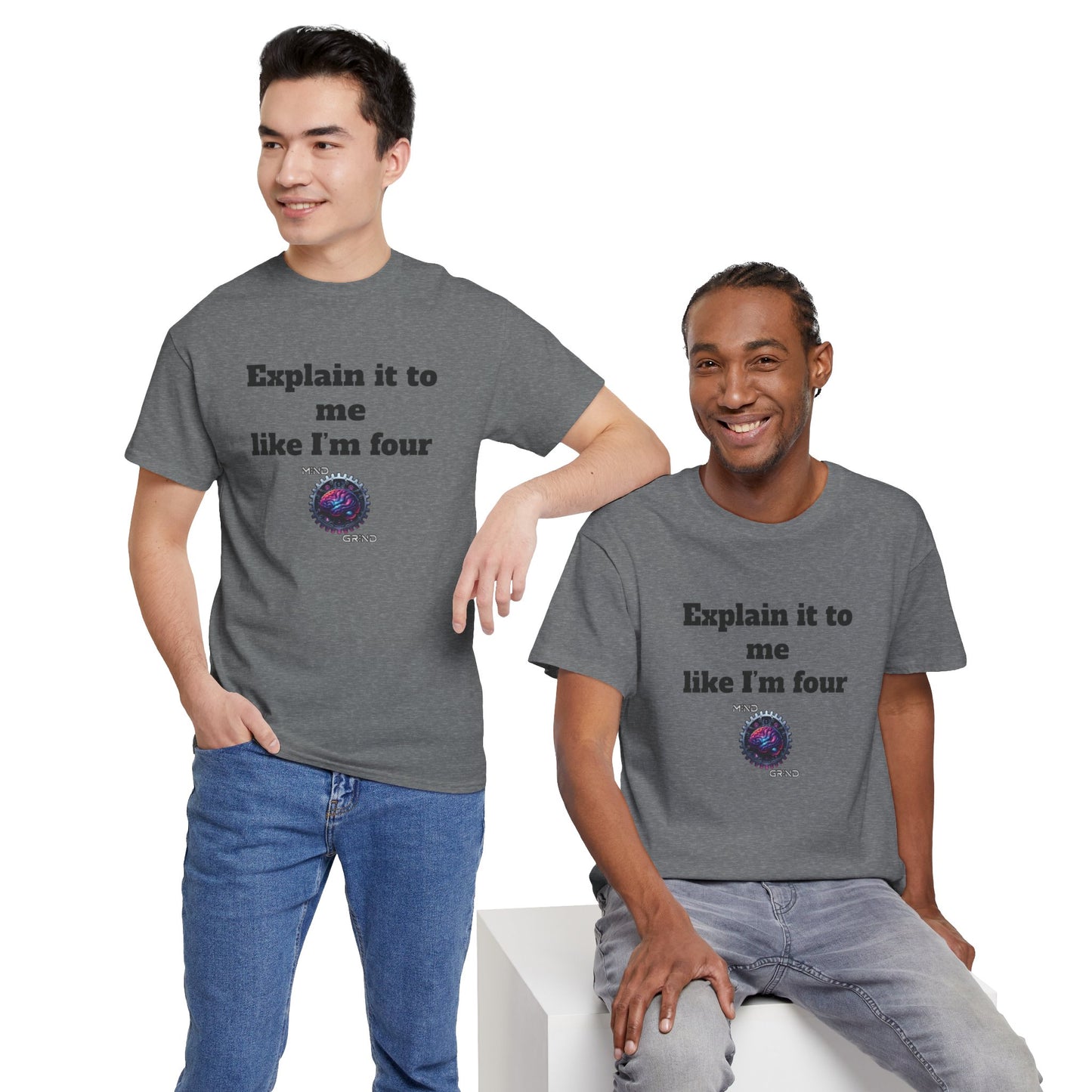 Explain it to me like I'm four - Unisex Heavy Cotton Tee - Large Logo