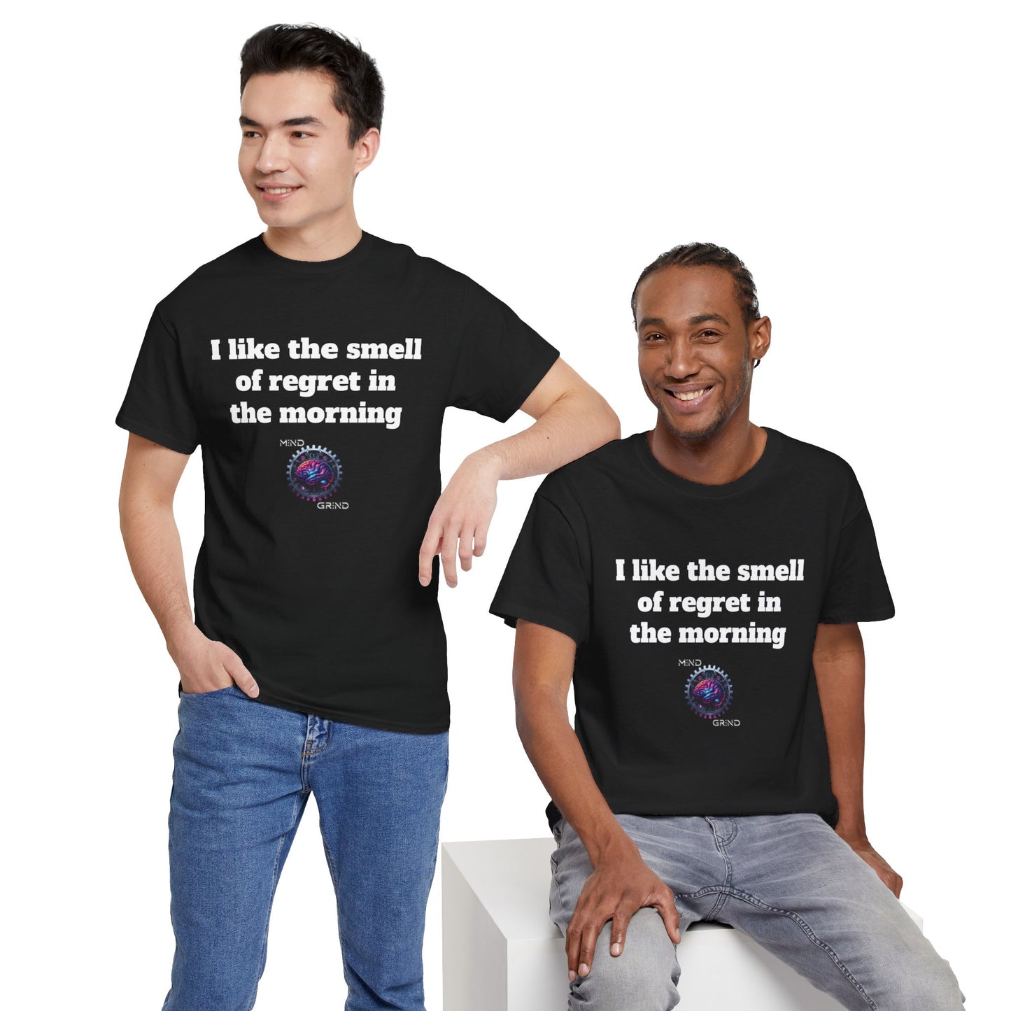I like the smell of regret in the morning - Unisex Heavy Cotton Tee - Large Logo