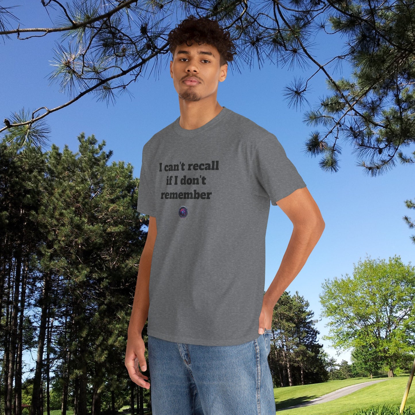I can't recall if I don't remember - Unisex Heavy Cotton Tee - Small Logo