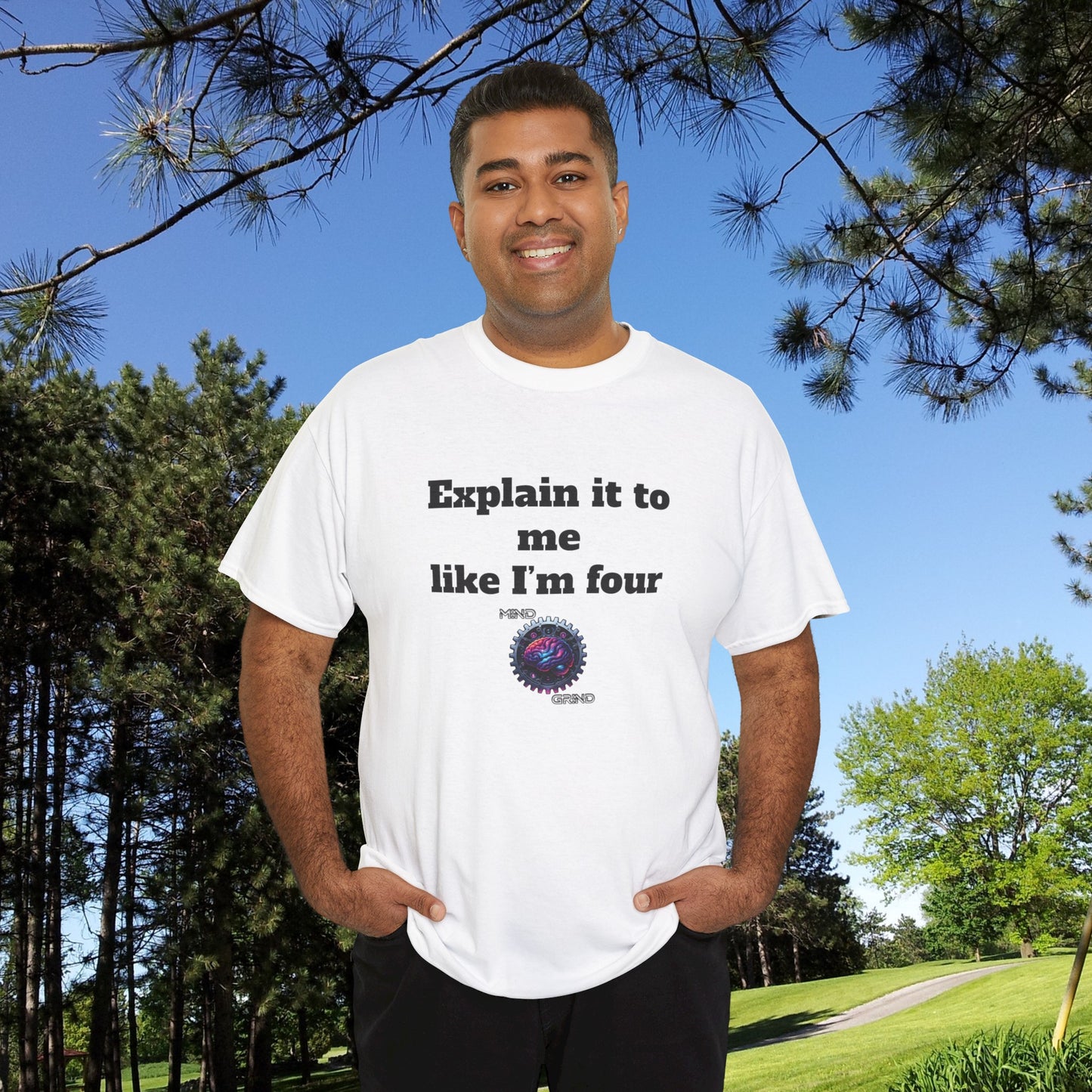 Explain it to me like I'm four - Unisex Heavy Cotton Tee - Large Logo