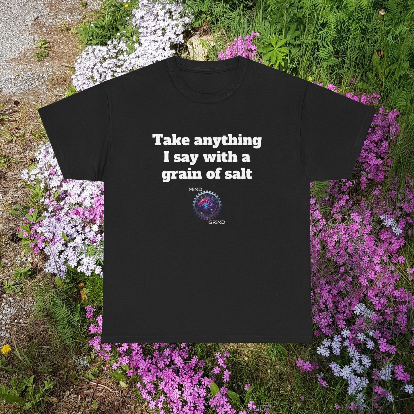 Take anything I say with a grain of salt - Unisex Heavy Cotton Tee - Large Logo
