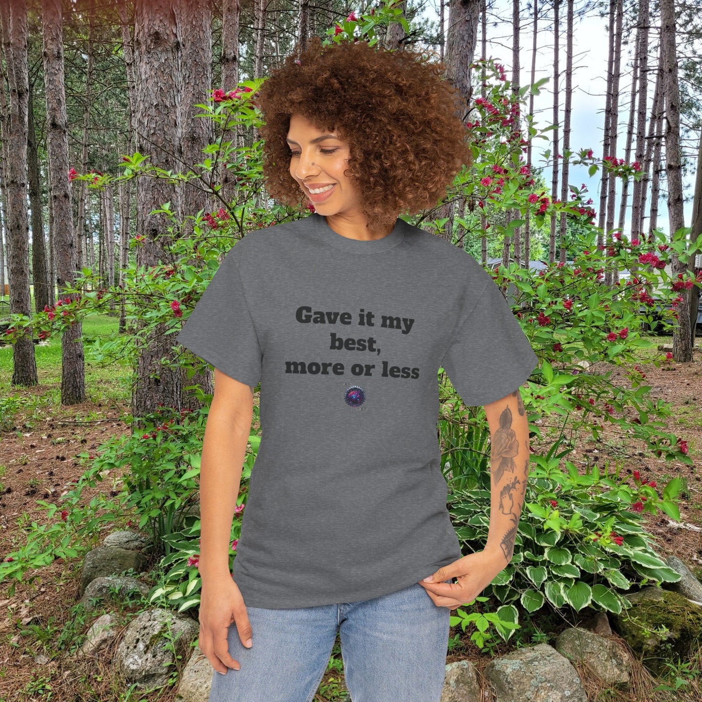 Gave it my best, more or less - Unisex Heavy Cotton Tee - Small Logo