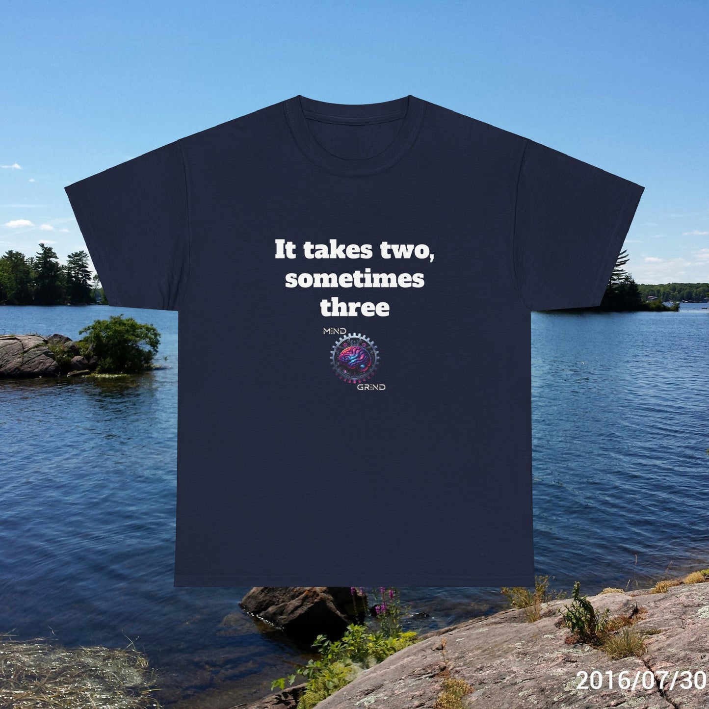 It takes two, sometimes three - Unisex Heavy Cotton Tee - Large Logo