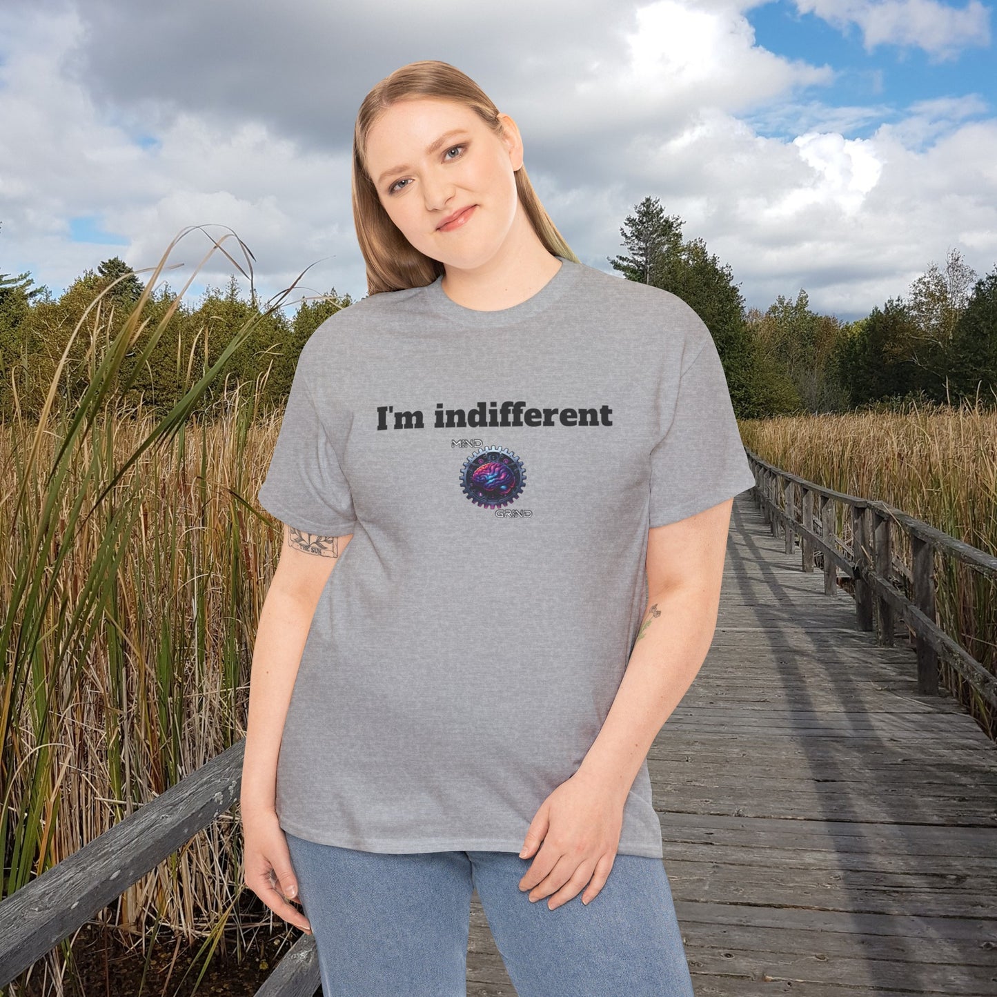 I'm indifferent - Unisex Heavy Cotton Tee - Large Logo