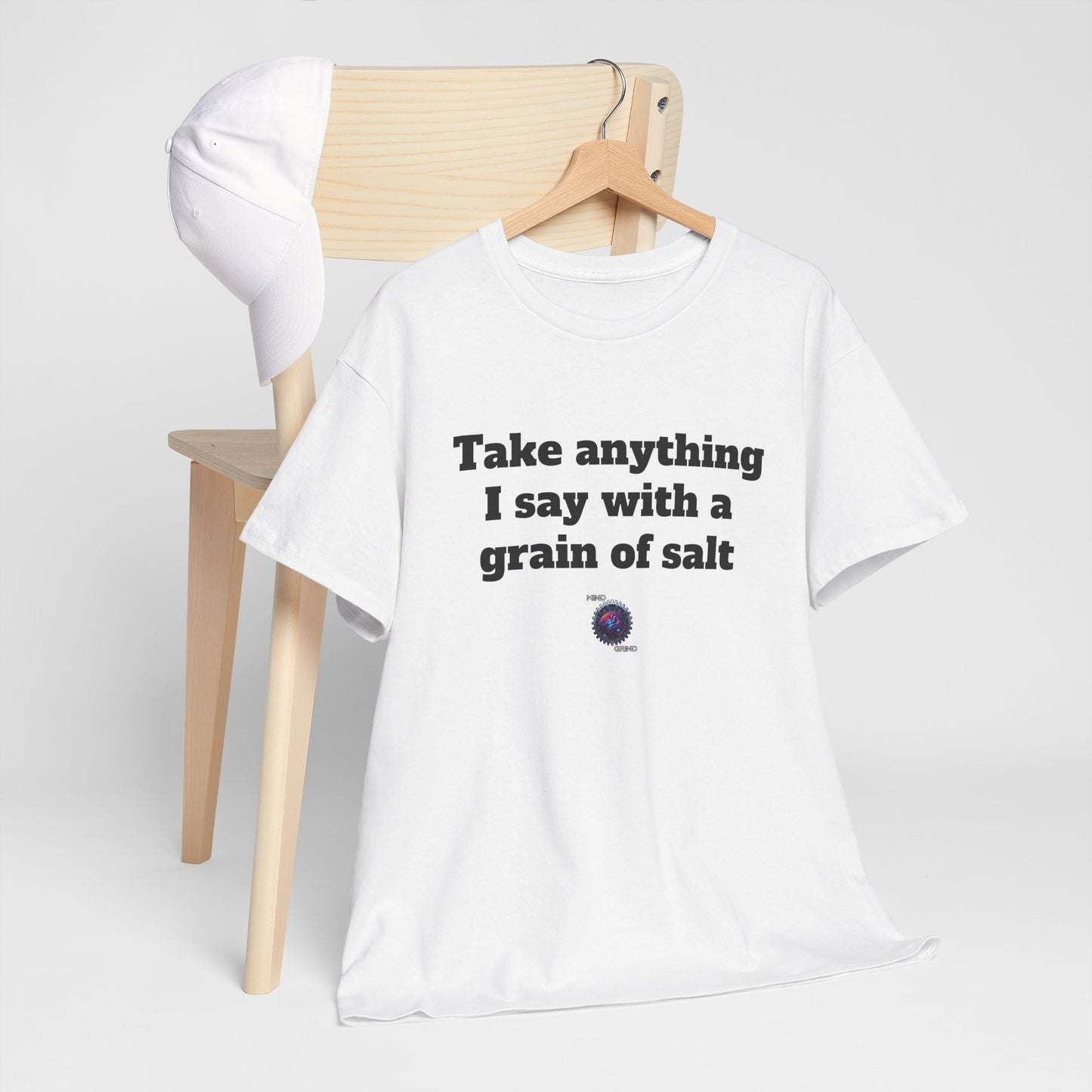 Take anything I say with a grain of salt - Unisex Heavy Cotton Tee - Small Logo