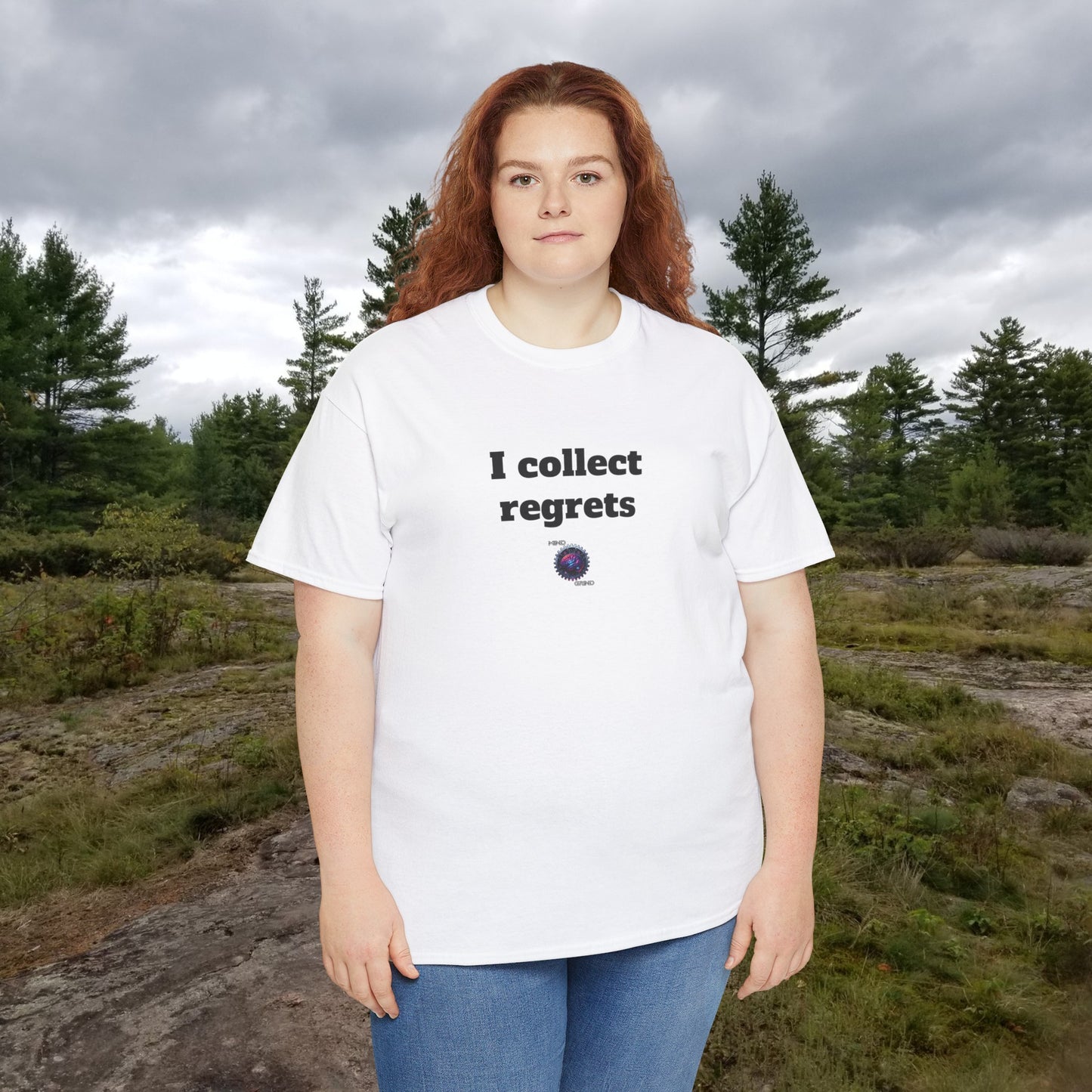 I collect regrets - Unisex Heavy Cotton Tee - Large Logo - Small Logo