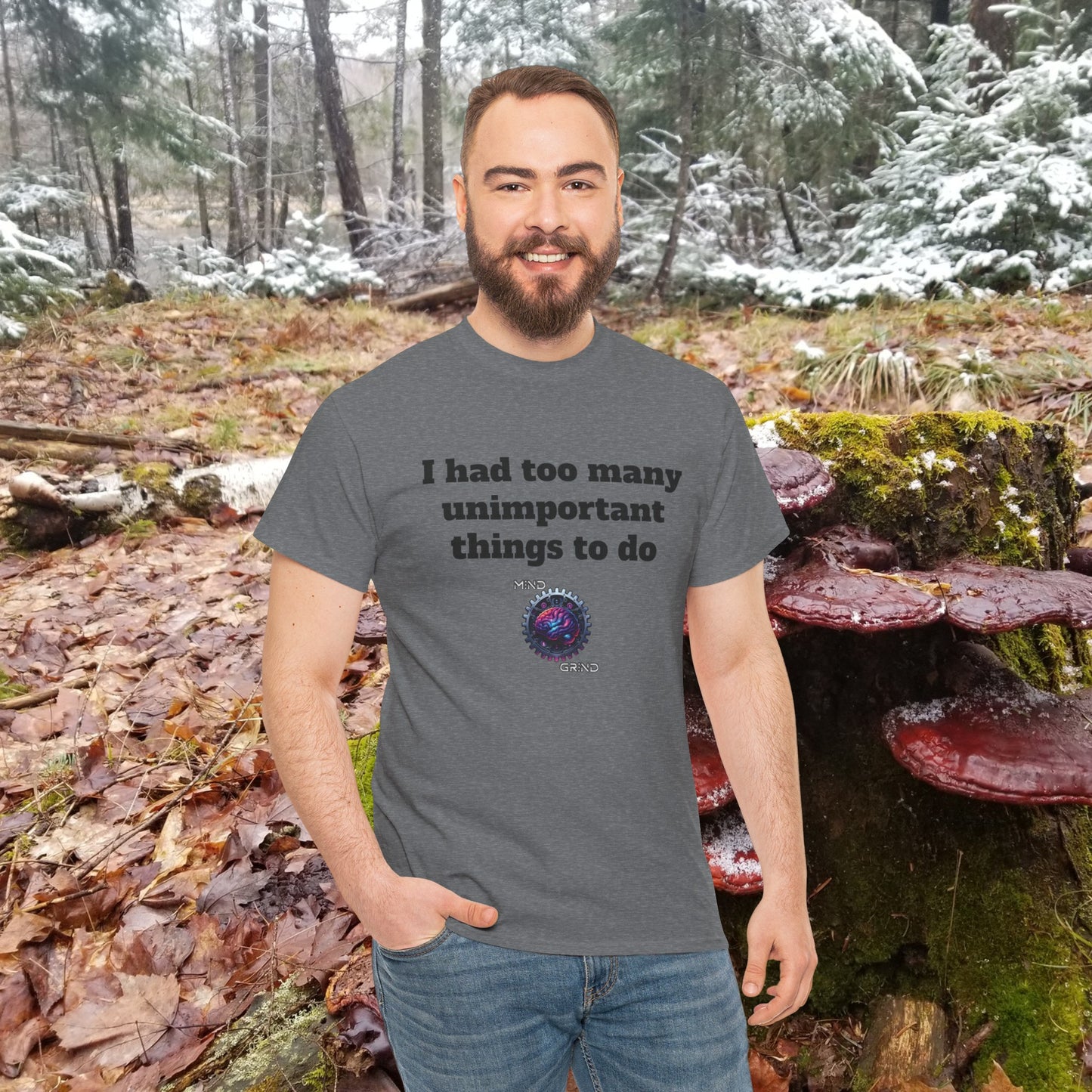 I had too many unimportant things to do - Unisex Heavy Cotton Tee - Large Logo
