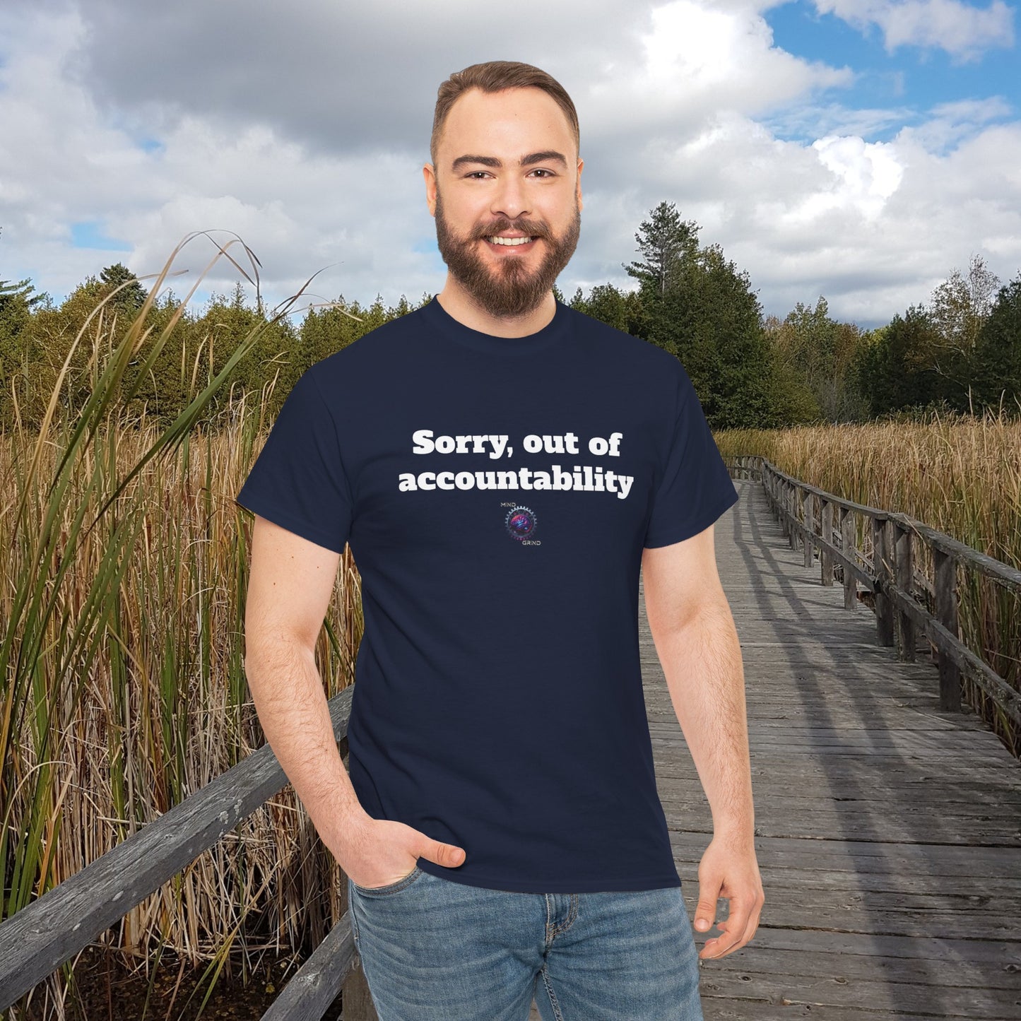 Sorry, out of accountability - Unisex Heavy Cotton Tee - Small Logo