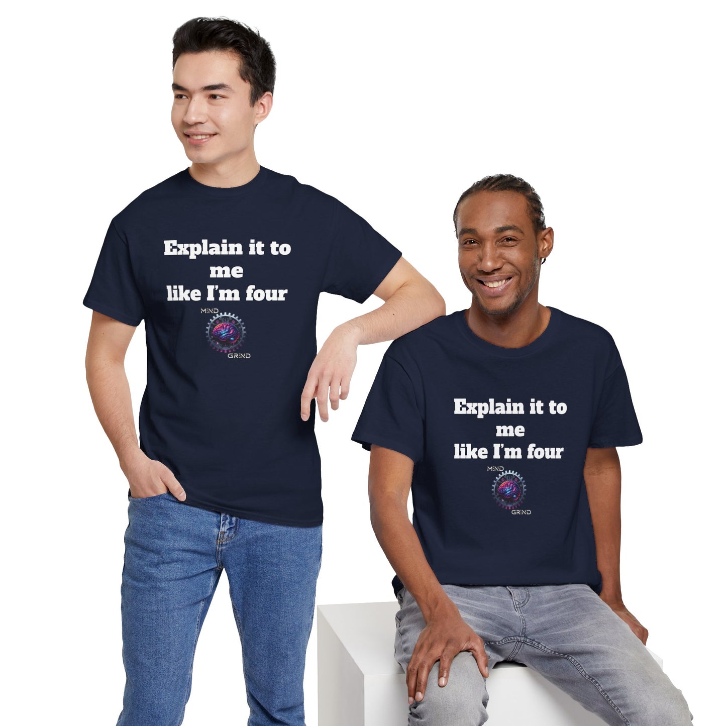 Explain it to me like I'm four - Unisex Heavy Cotton Tee - Large Logo