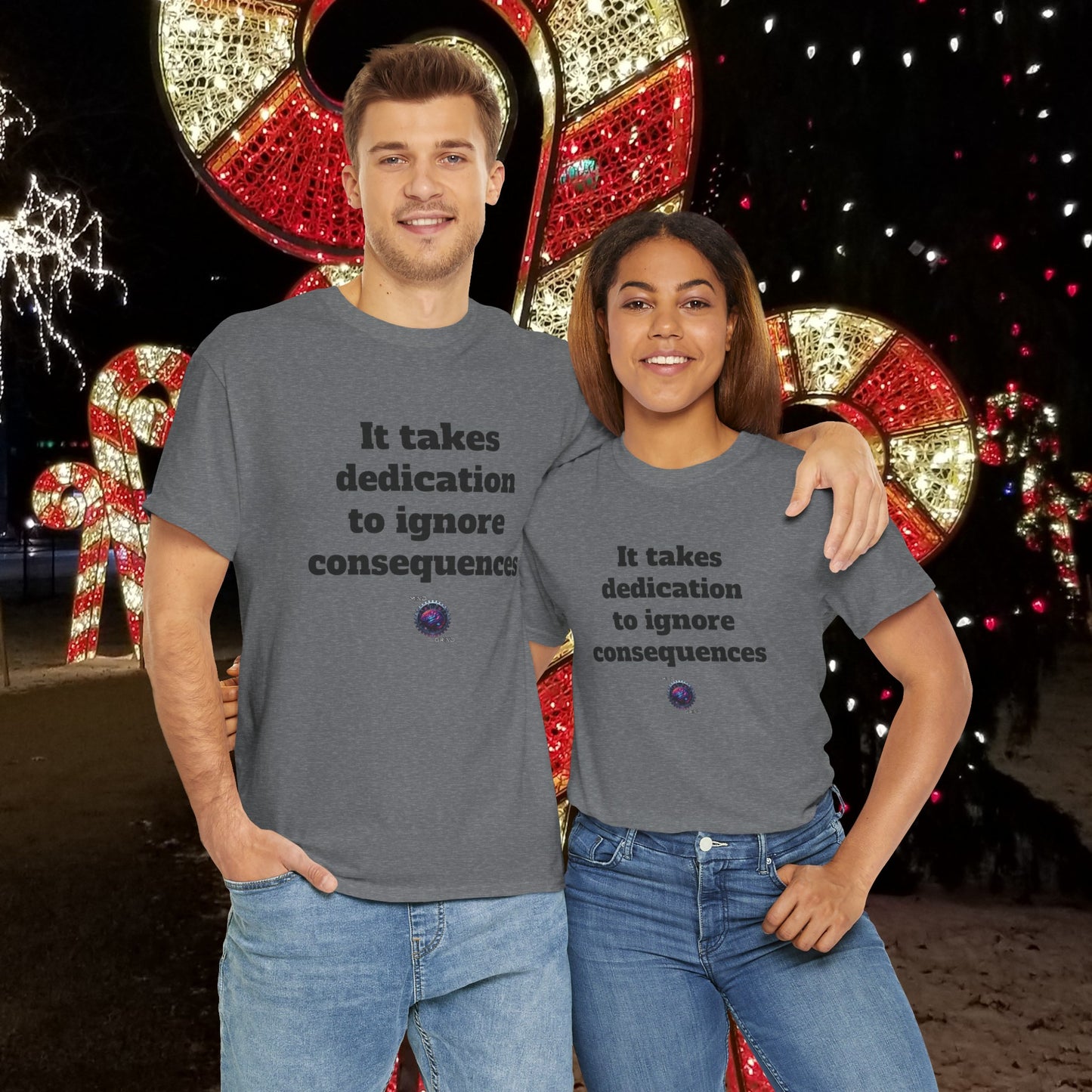 It takes dedication to ignore consequences - Unisex Heavy Cotton Tee - Small Logo