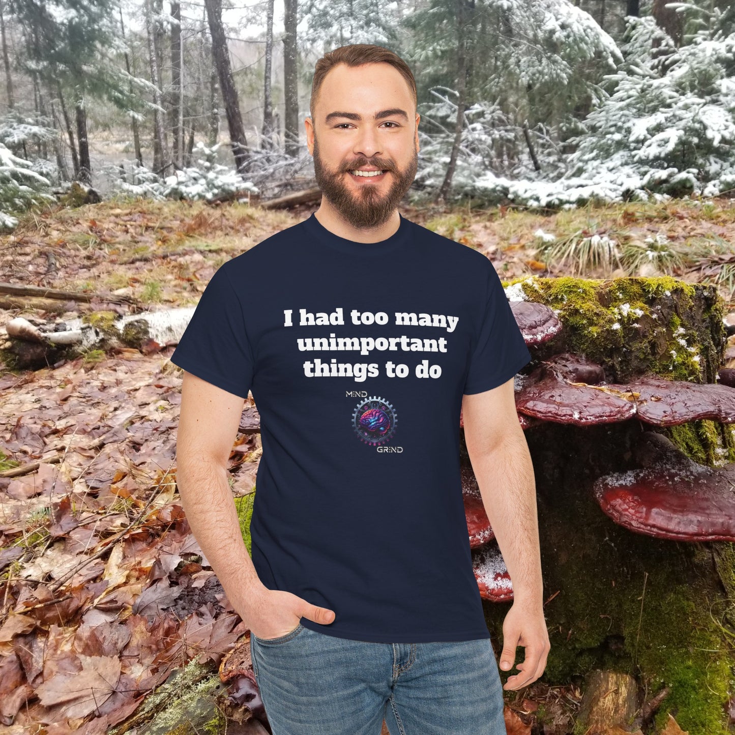 I had too many unimportant things to do - Unisex Heavy Cotton Tee - Large Logo