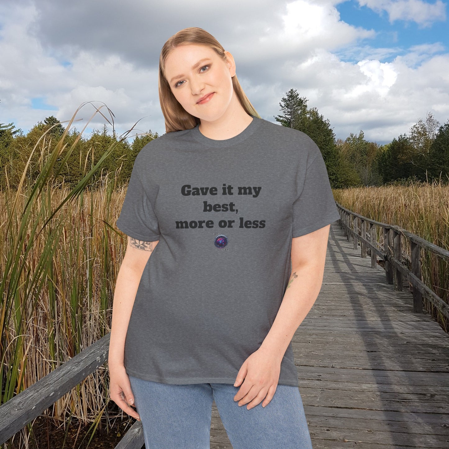 Gave it my best, more or less - Unisex Heavy Cotton Tee - Small Logo