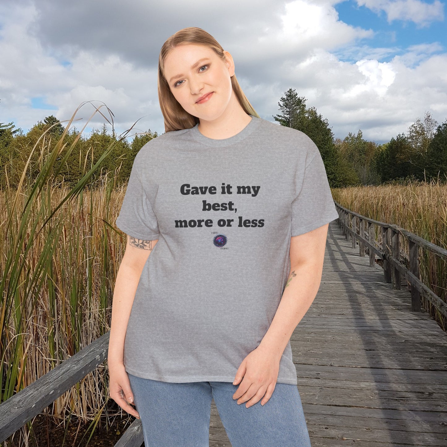 Gave it my best, more or less - Unisex Heavy Cotton Tee - Small Logo