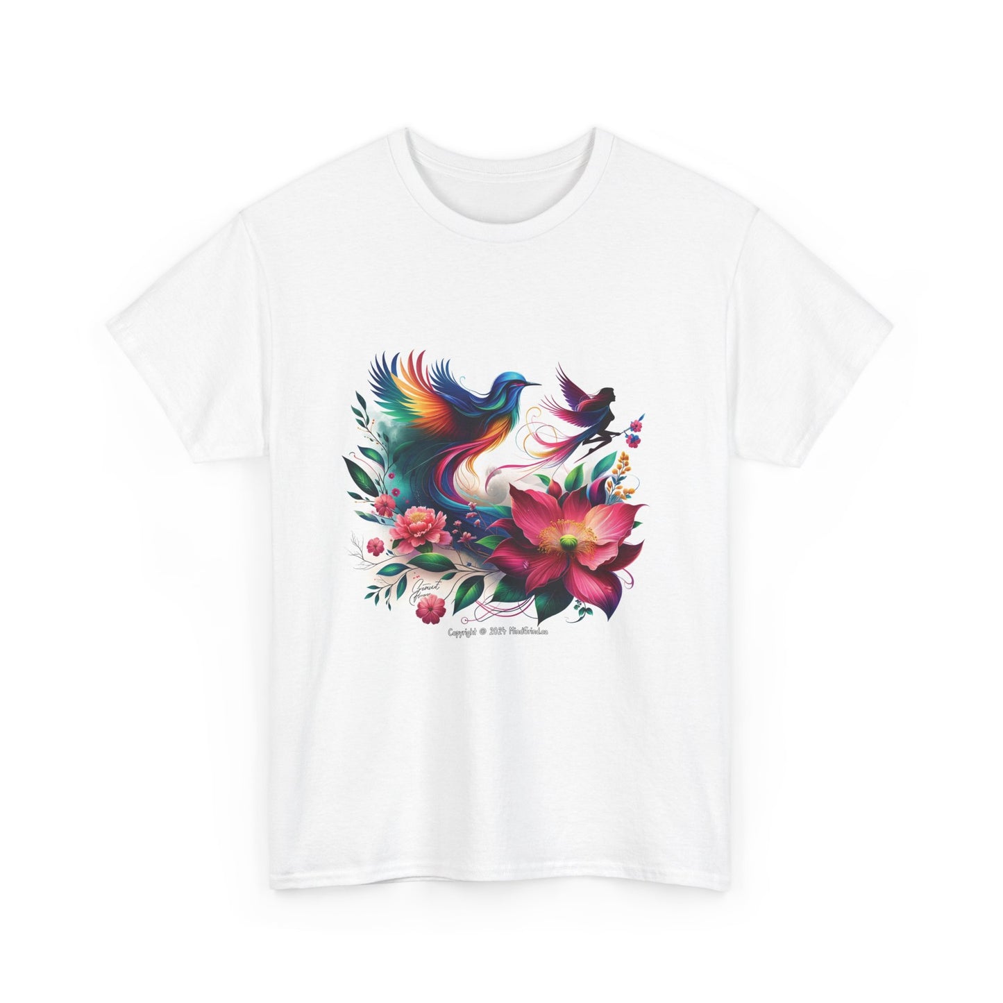 Women Flower Power Bird - Unisex Heavy Cotton Tee