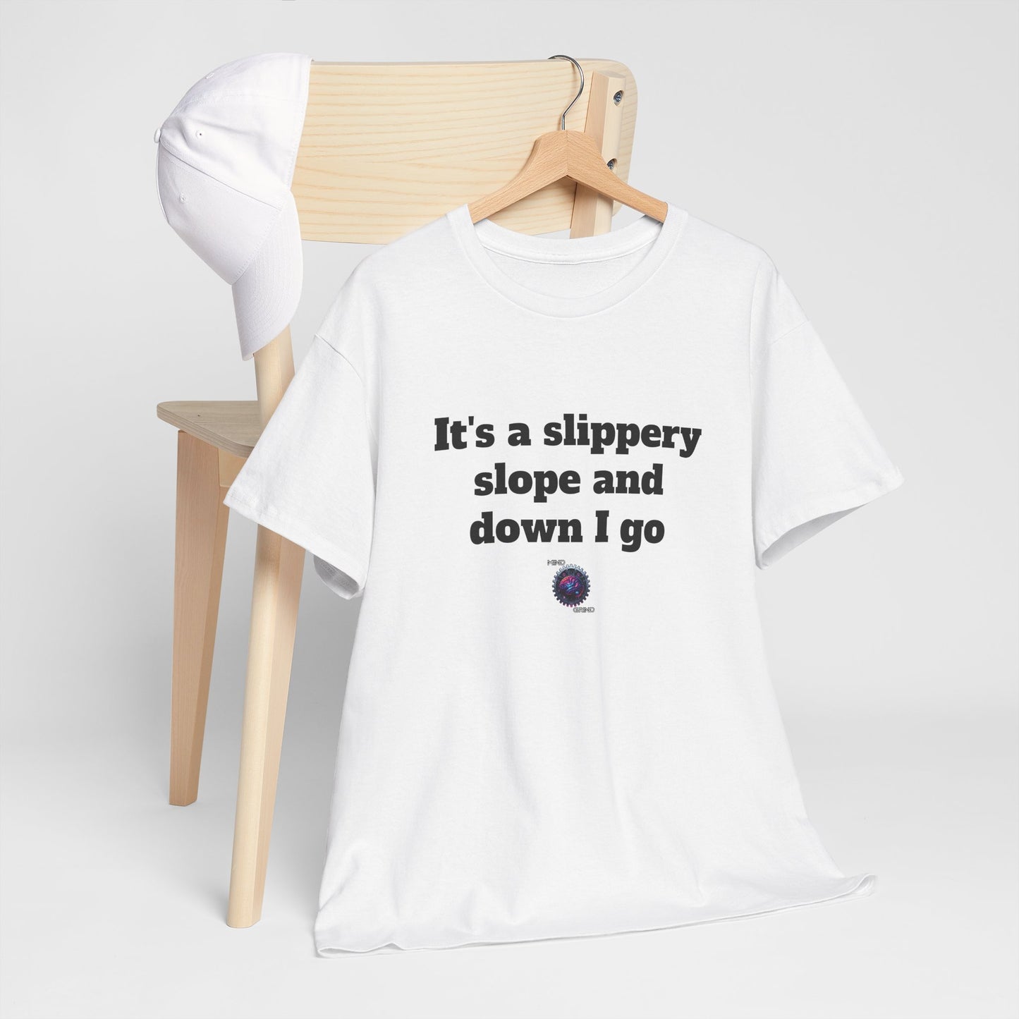It's a slippery slope and down I go - Unisex Heavy Cotton Tee - Small Logo
