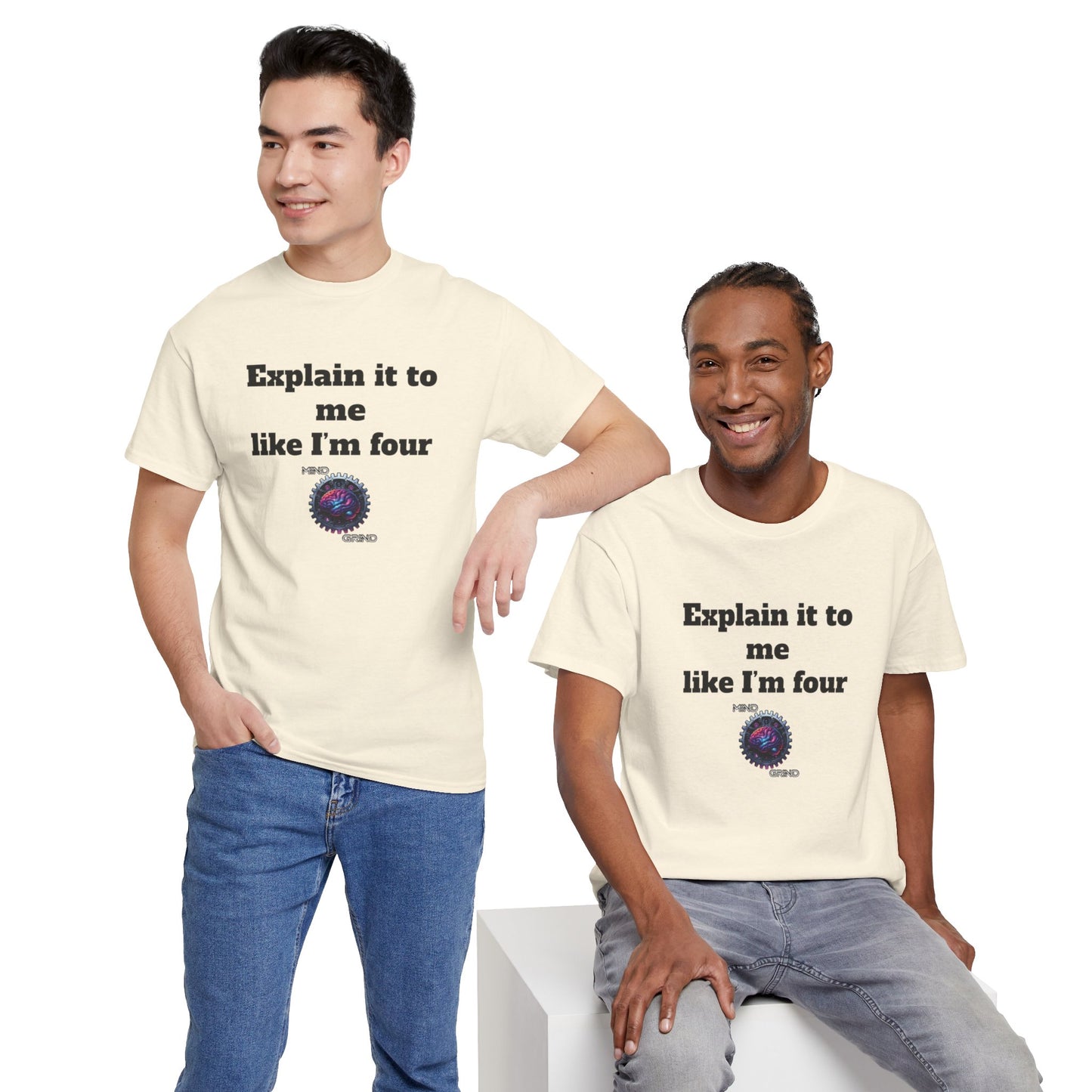 Explain it to me like I'm four - Unisex Heavy Cotton Tee - Large Logo