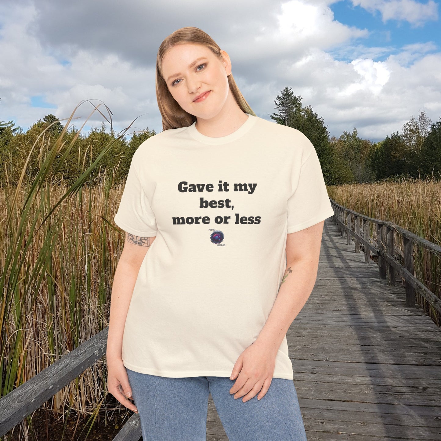 Gave it my best, more or less - Unisex Heavy Cotton Tee - Small Logo