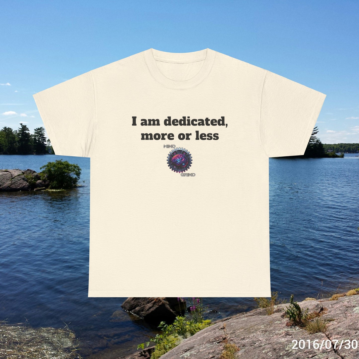 I am dedicated, more or less - Unisex Heavy Cotton Tee - Large Logo