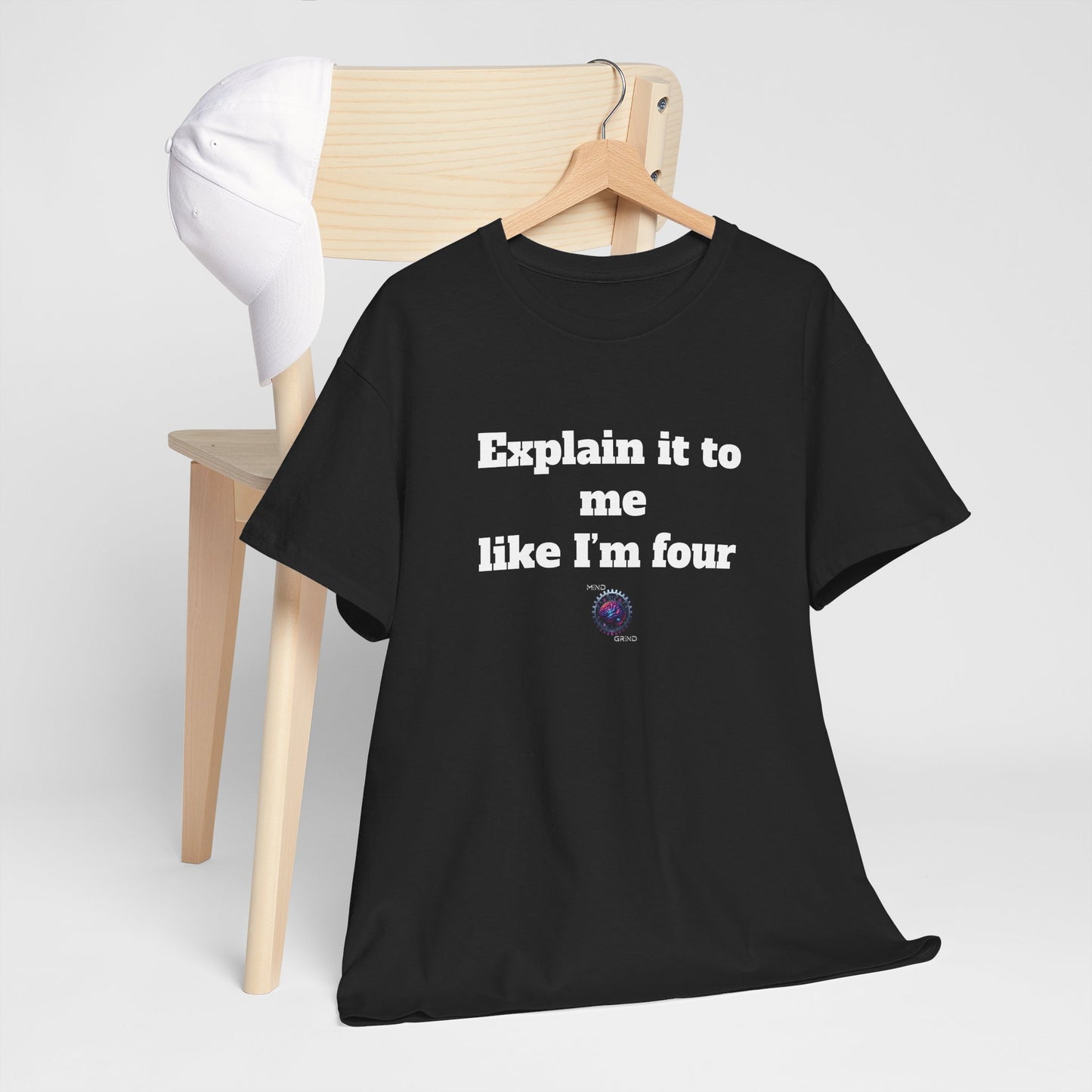 Explain it to me like I'm four - Unisex Heavy Cotton Tee - Small Logo
