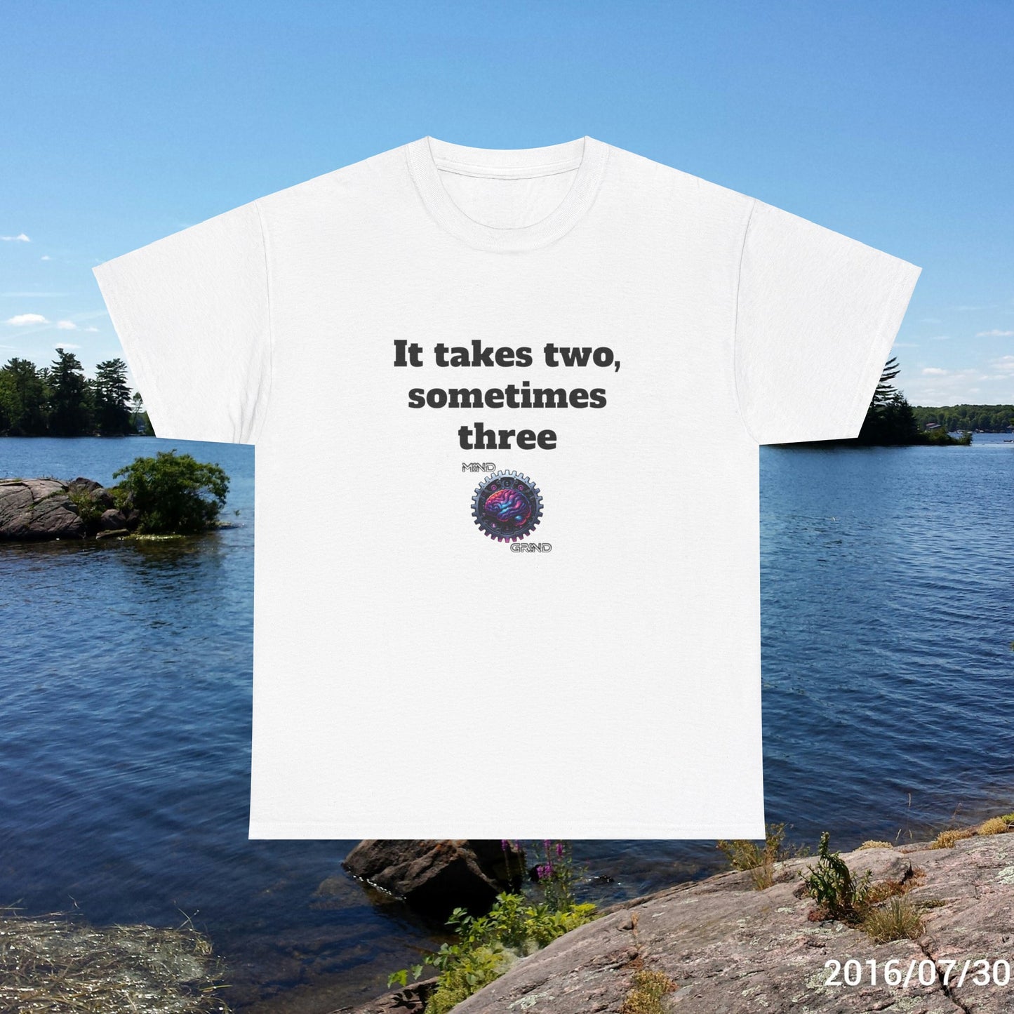 It takes two, sometimes three - Unisex Heavy Cotton Tee - Large Logo