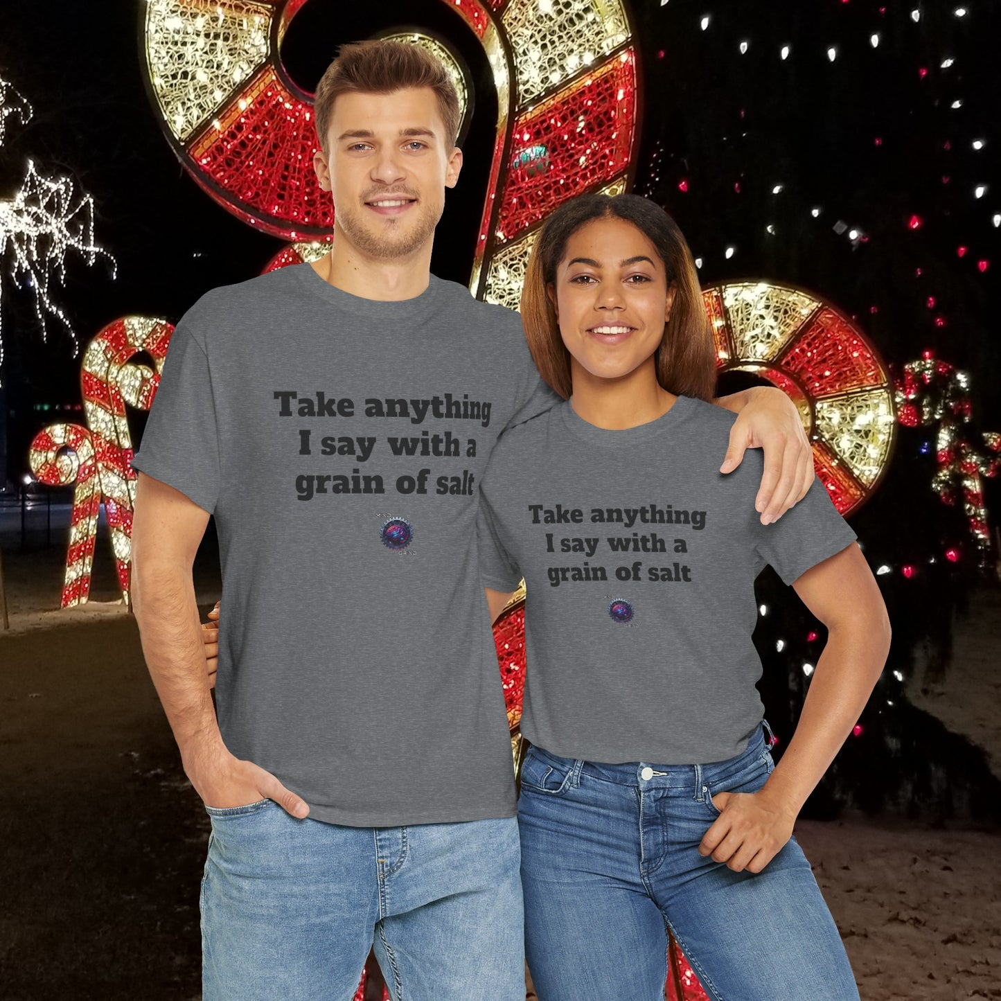 Take anything I say with a grain of salt - Unisex Heavy Cotton Tee - Small Logo
