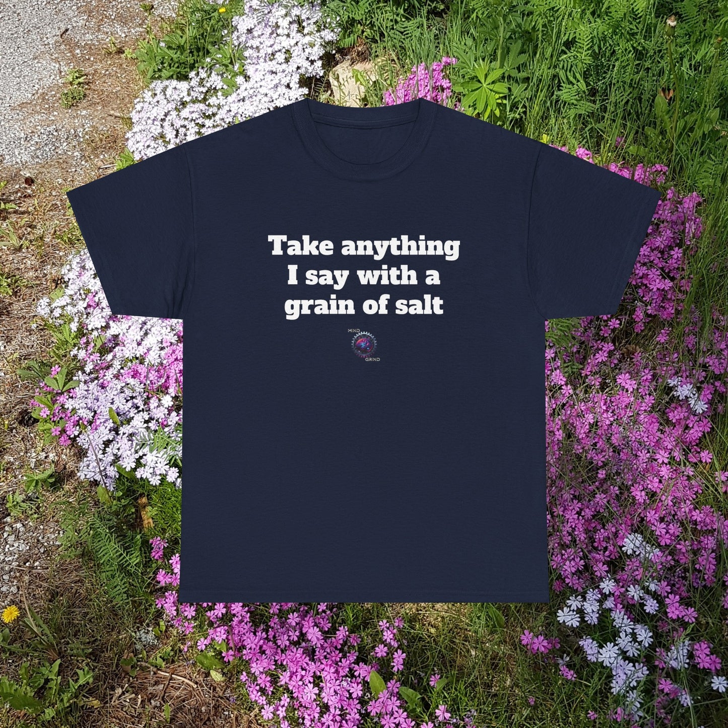 Take anything I say with a grain of salt - Unisex Heavy Cotton Tee - Small Logo