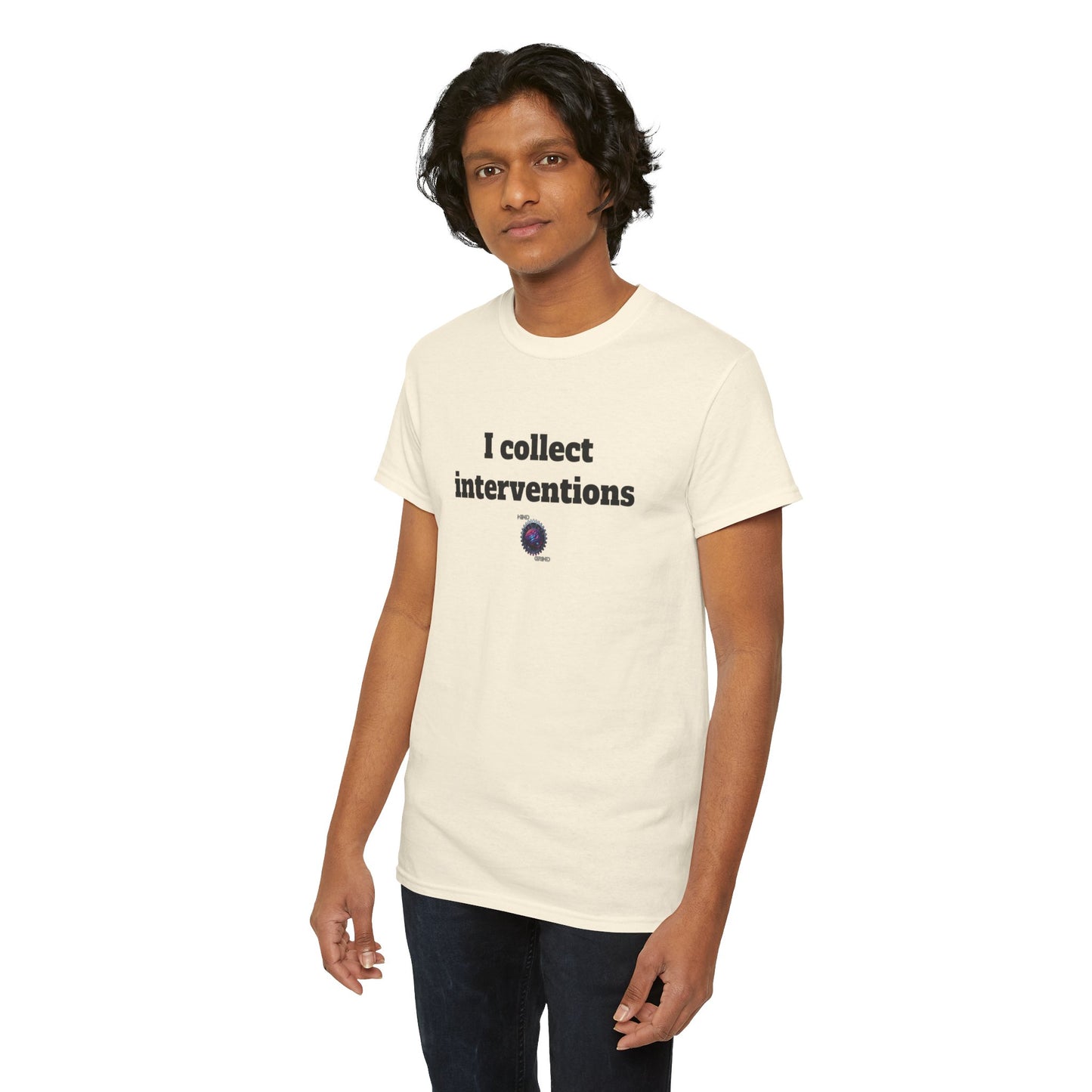 I collect interventions - Unisex Heavy Cotton Tee - Small Logo