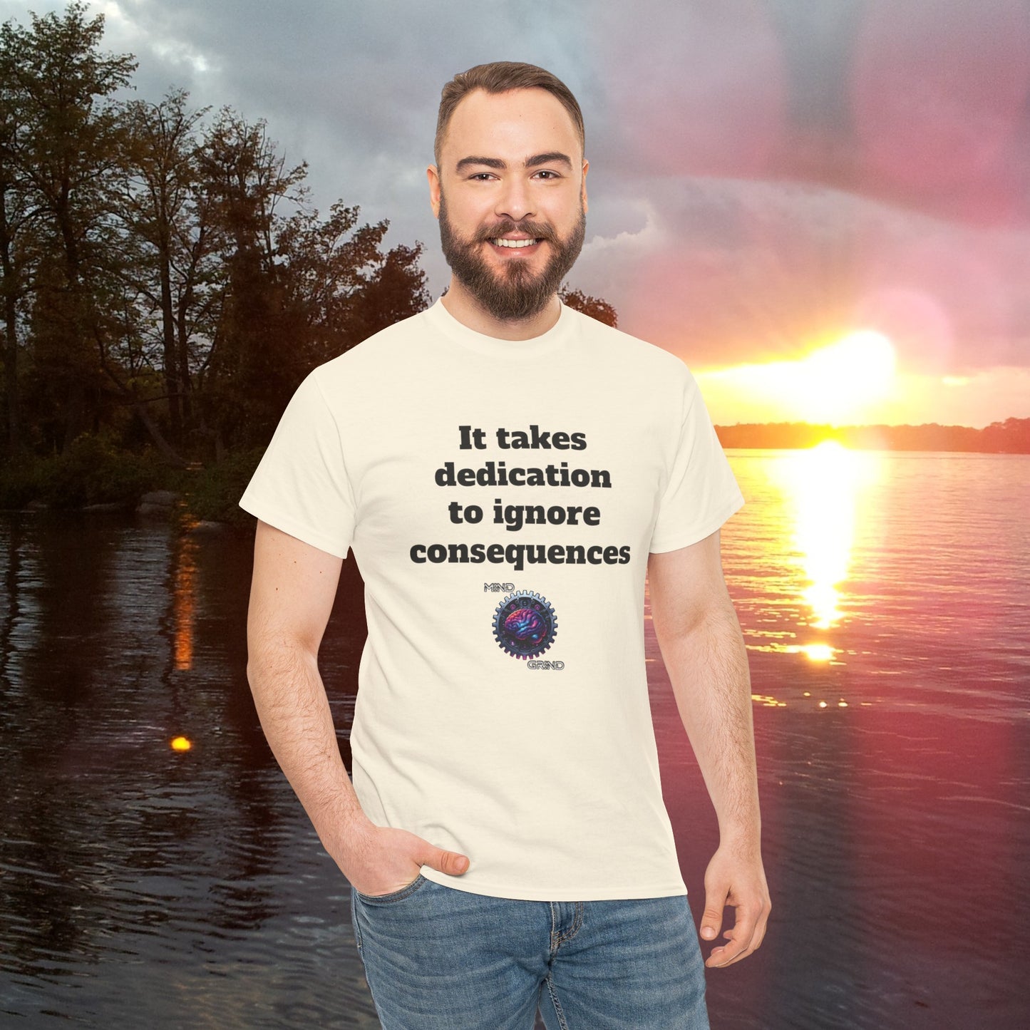 It takes dedication to ignore consequences - Unisex Heavy Cotton Tee - Large Logo