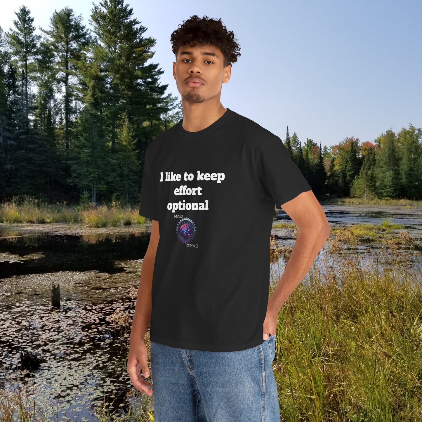 I like to keep effort optional - Unisex Heavy Cotton Tee - Large Logo