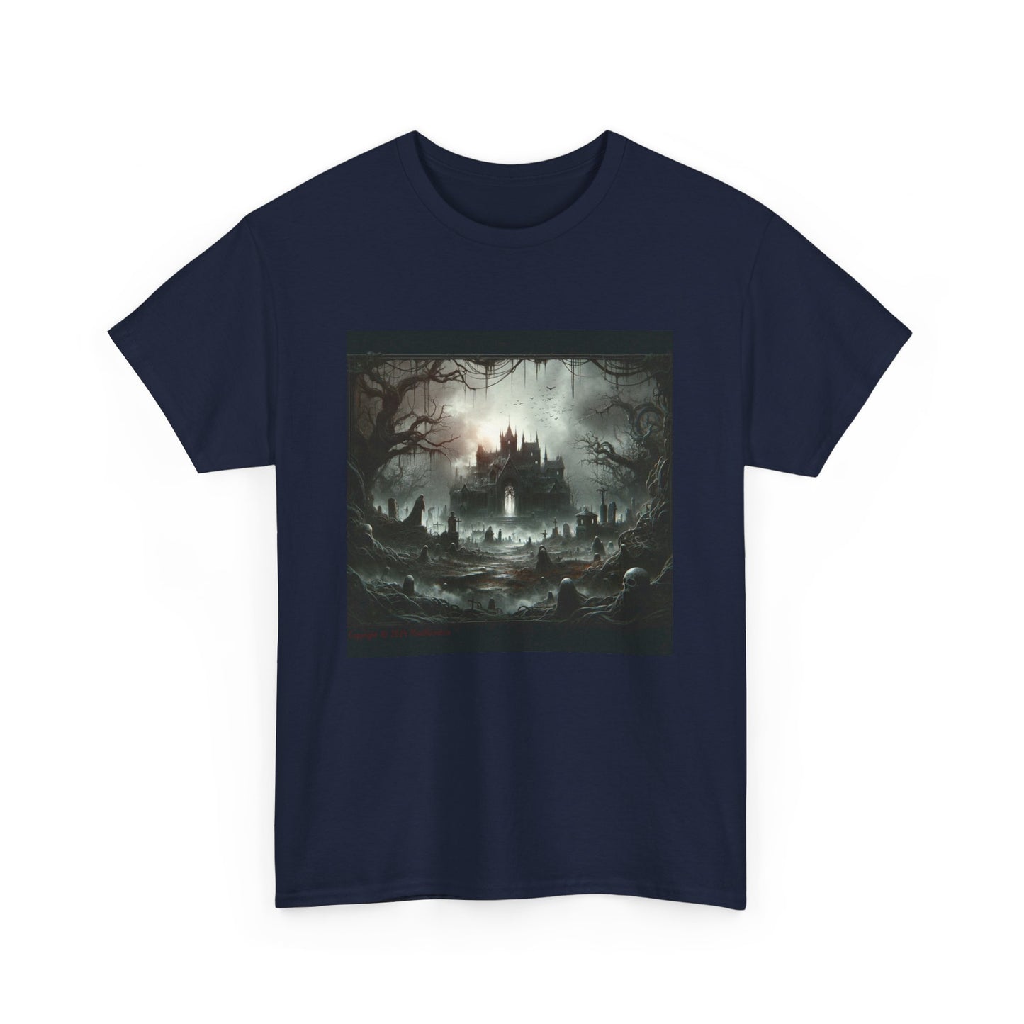 Horror Castle With Frame Skeletons - Unisex Heavy Cotton Tee
