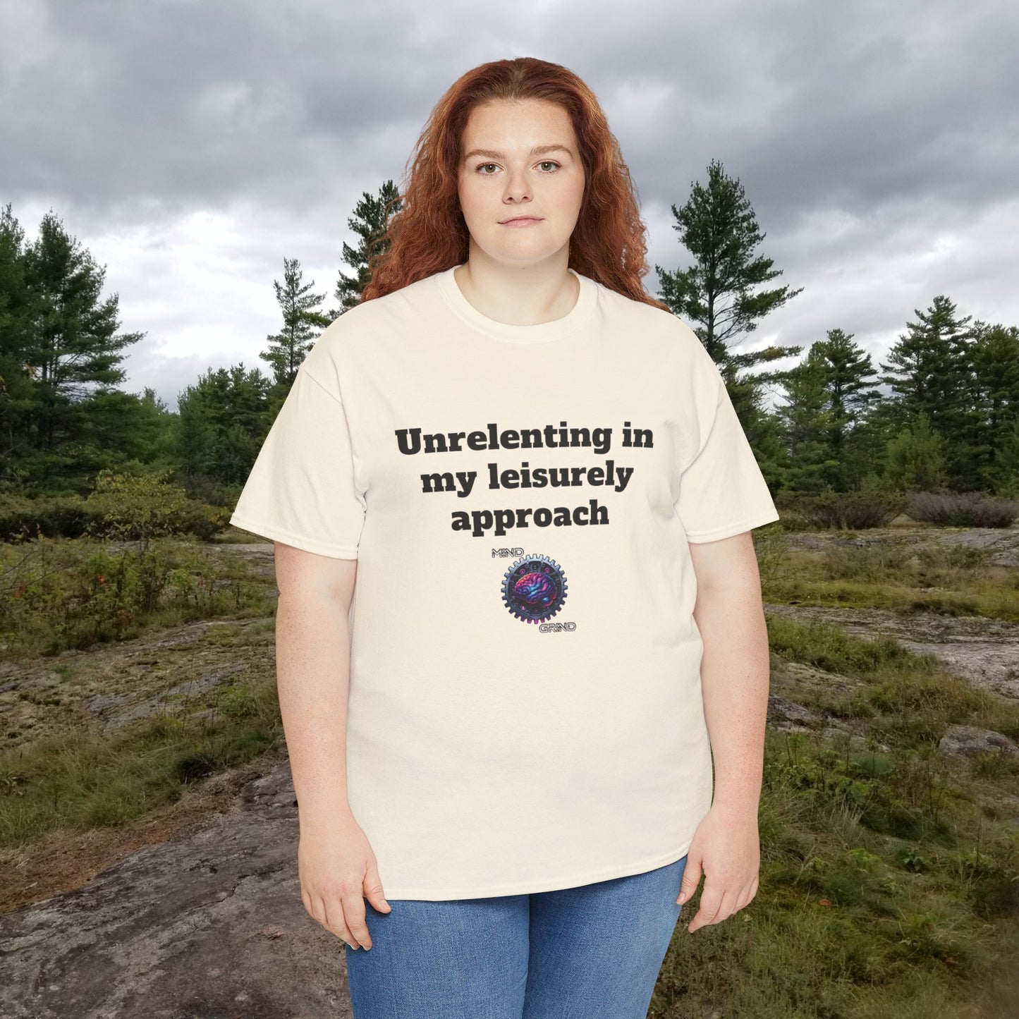 Unrelenting in my leisurely approach - Unisex Heavy Cotton Tee - Large Logo