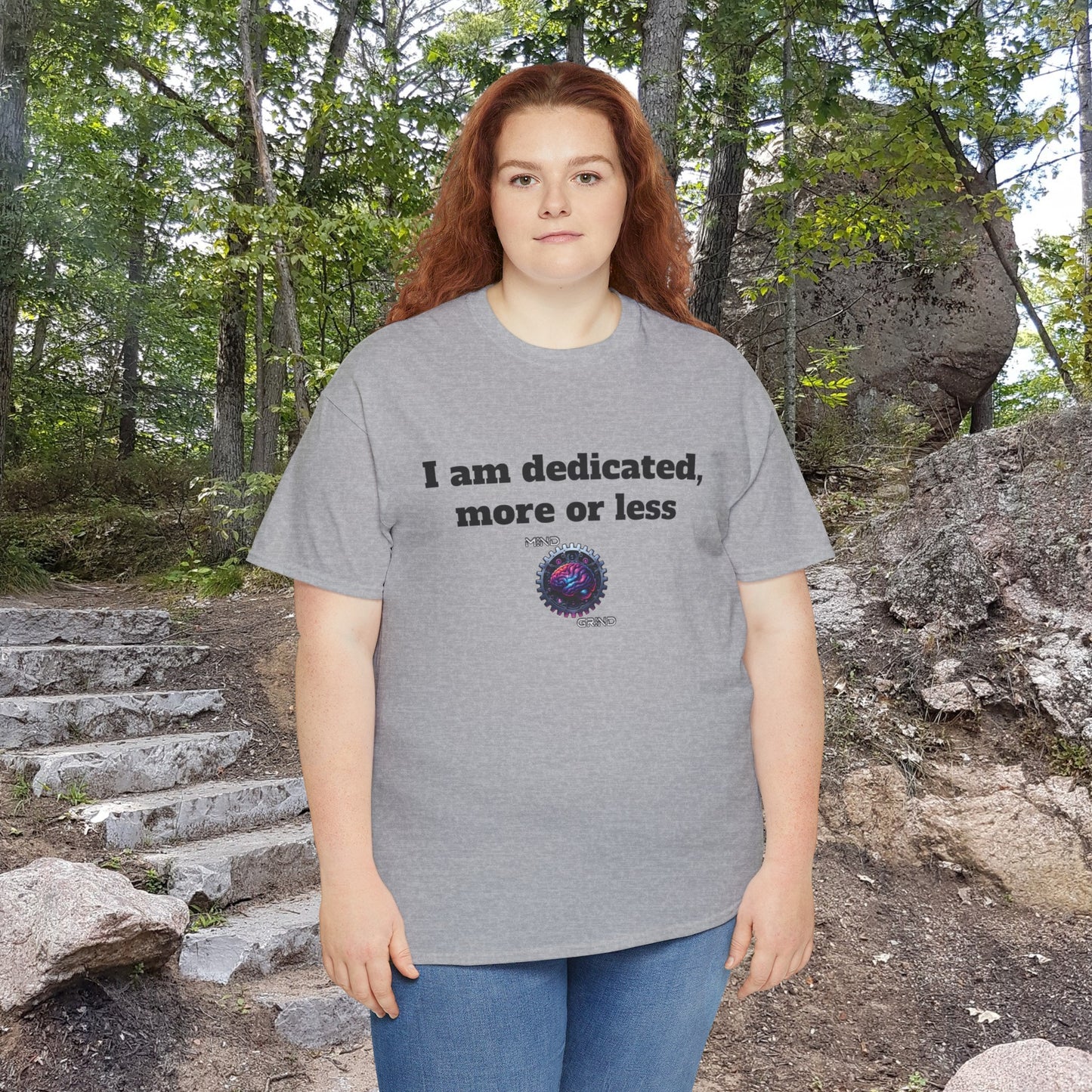 I am dedicated, more or less - Unisex Heavy Cotton Tee - Large Logo