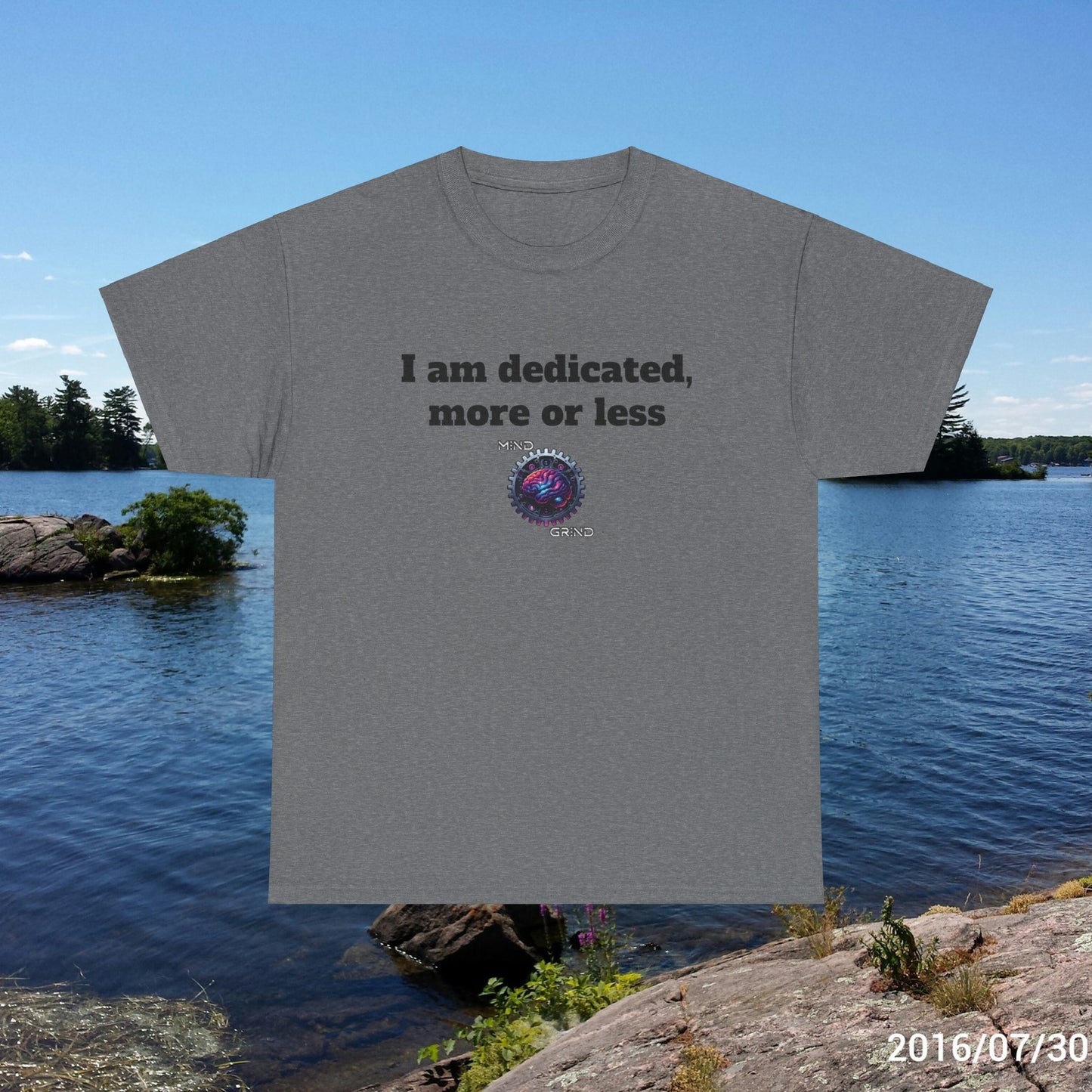 I am dedicated, more or less - Unisex Heavy Cotton Tee - Large Logo