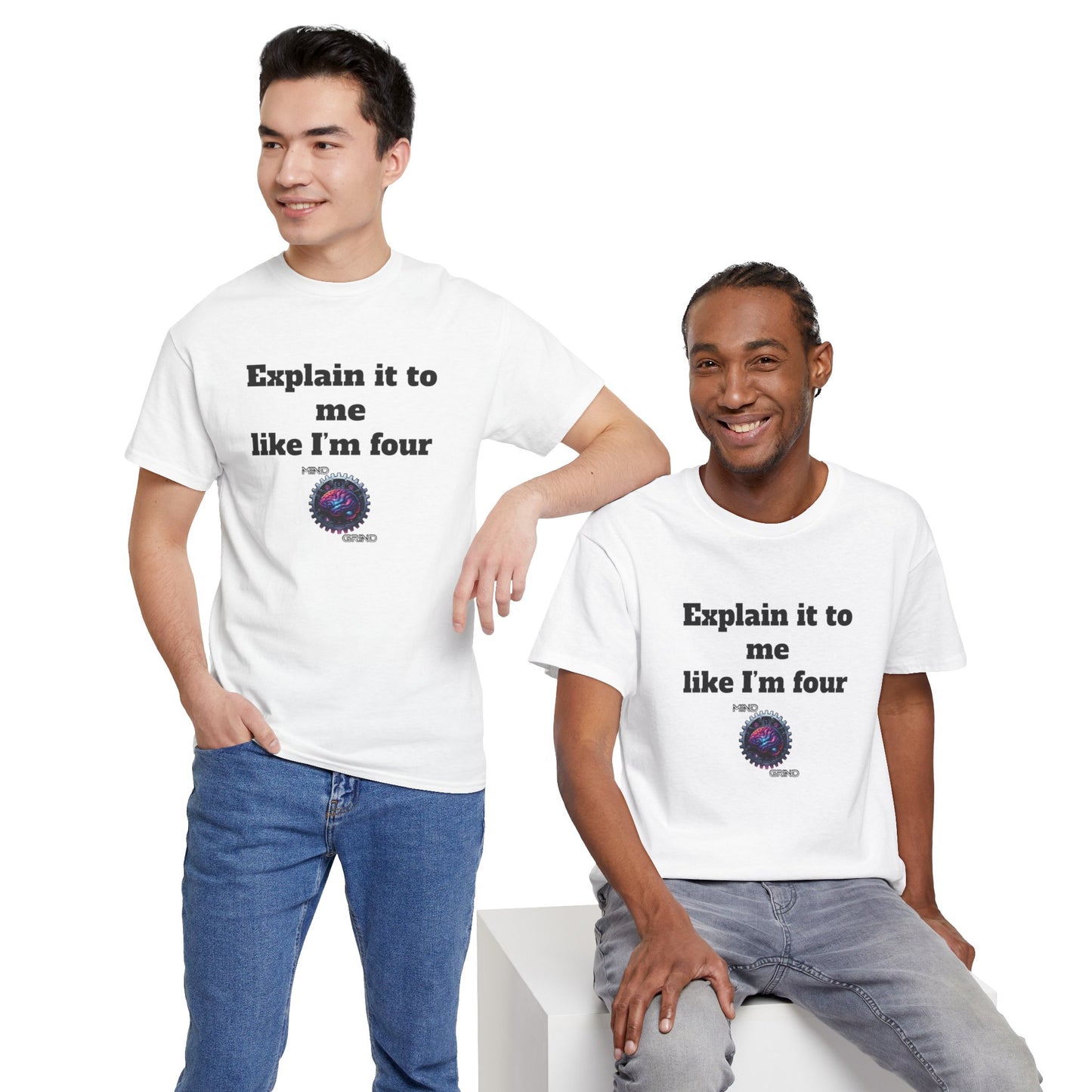 Explain it to me like I'm four - Unisex Heavy Cotton Tee - Large Logo