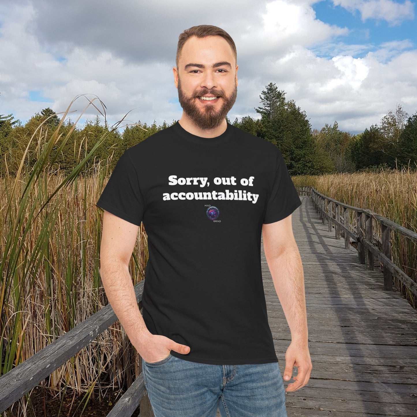 Sorry, out of accountability - Unisex Heavy Cotton Tee - Small Logo
