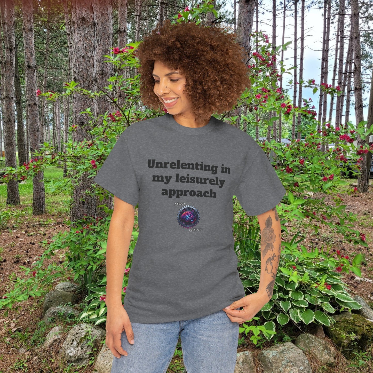 Unrelenting in my leisurely approach - Unisex Heavy Cotton Tee - Large Logo
