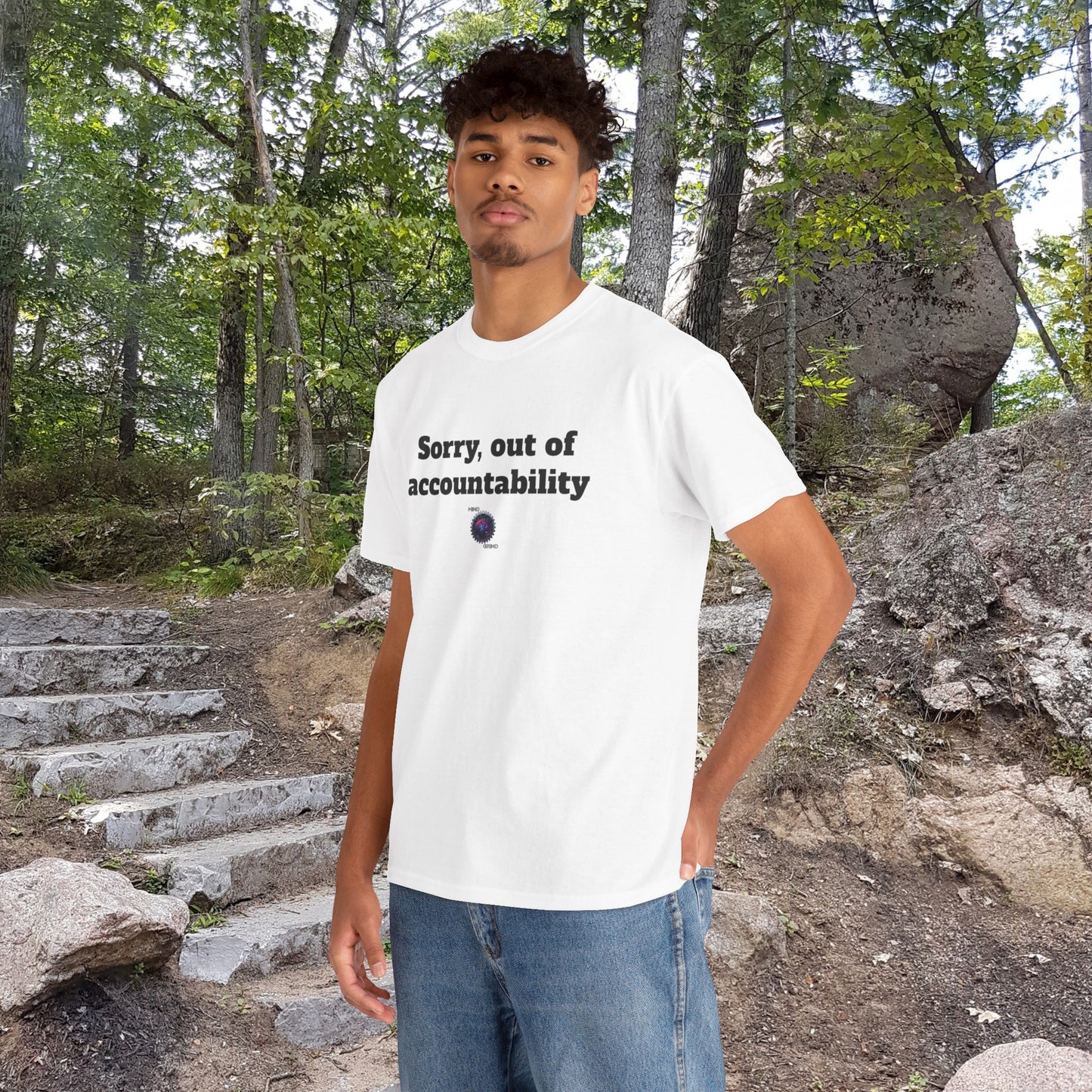 Sorry, out of accountability - Unisex Heavy Cotton Tee - Small Logo