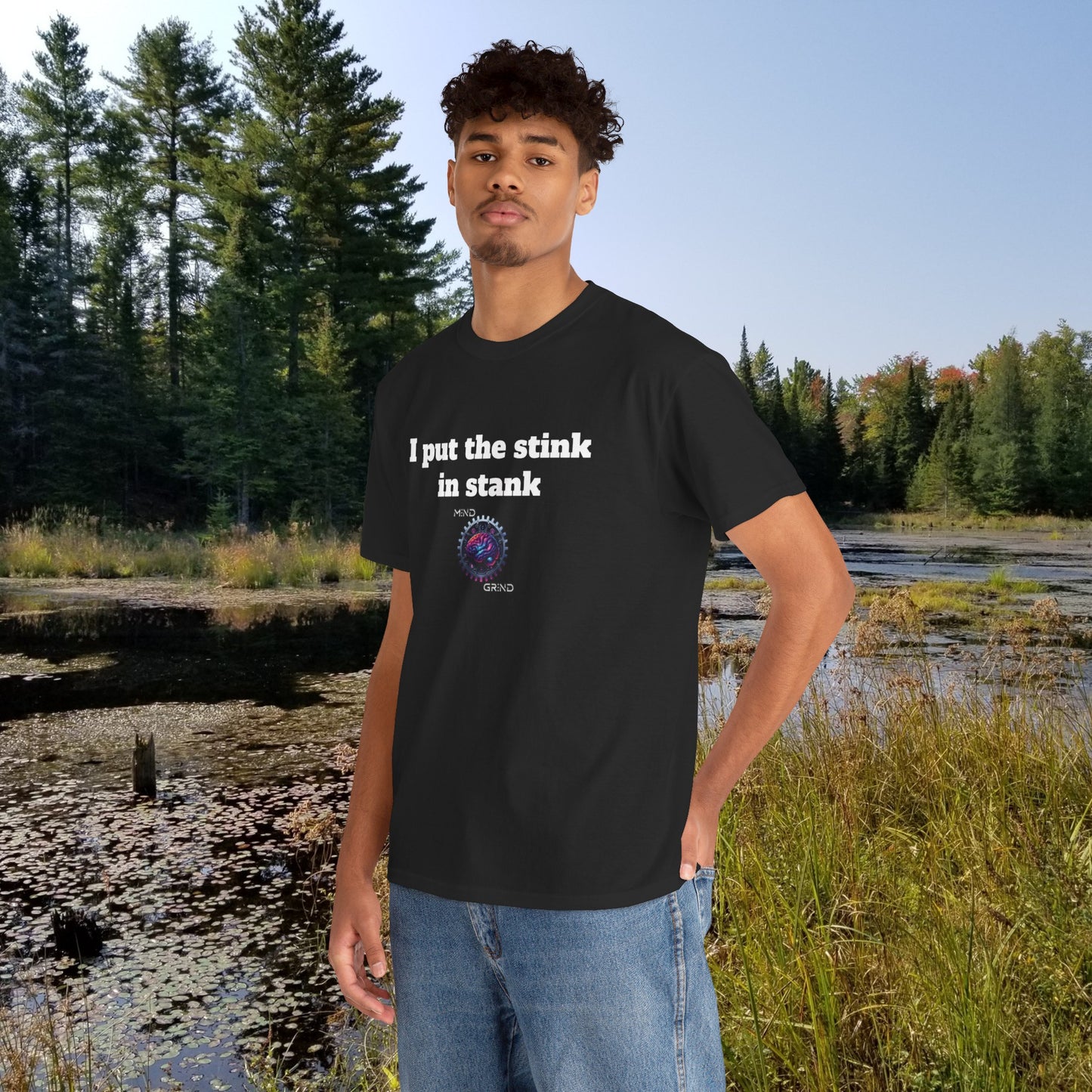 I put the stink in stank - Unisex Heavy Cotton Tee - Large Logo