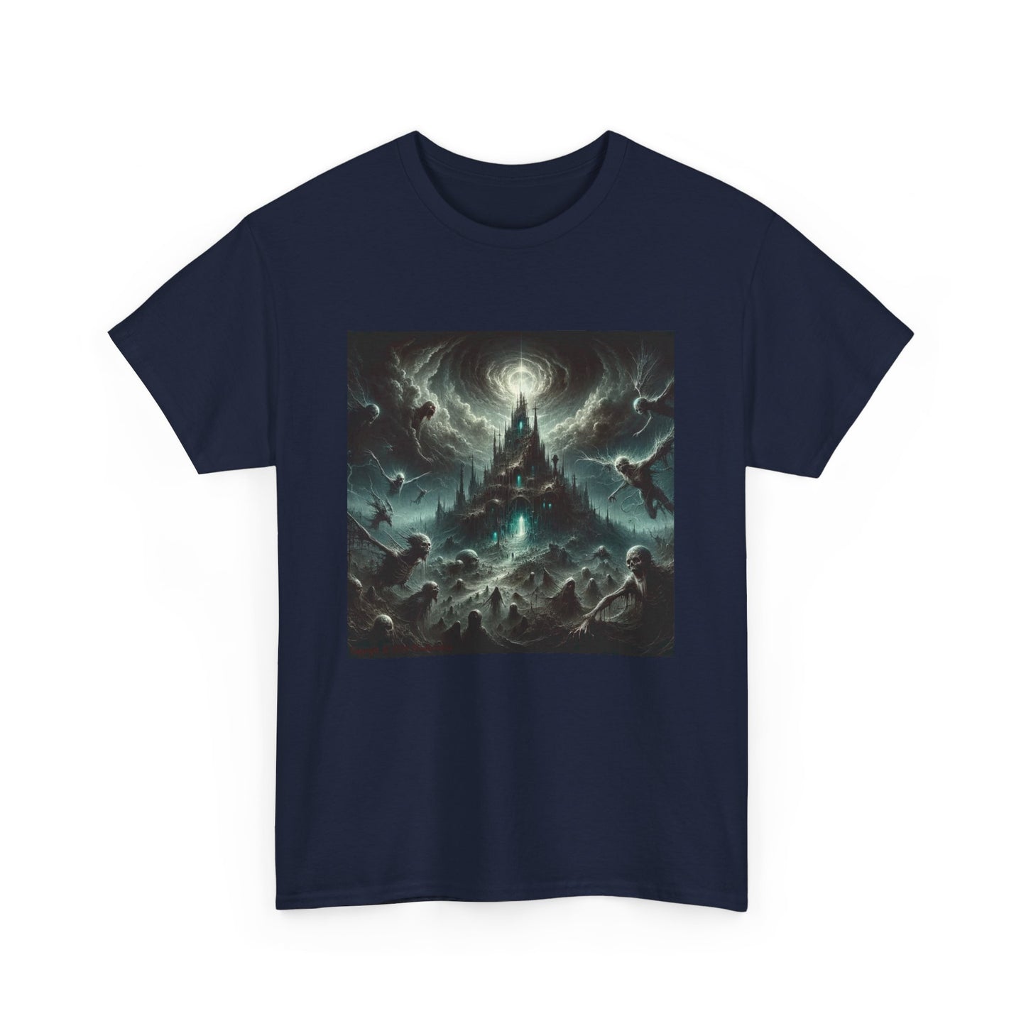 Horror Castle with Tree Skeletons - Unisex Heavy Cotton Tee
