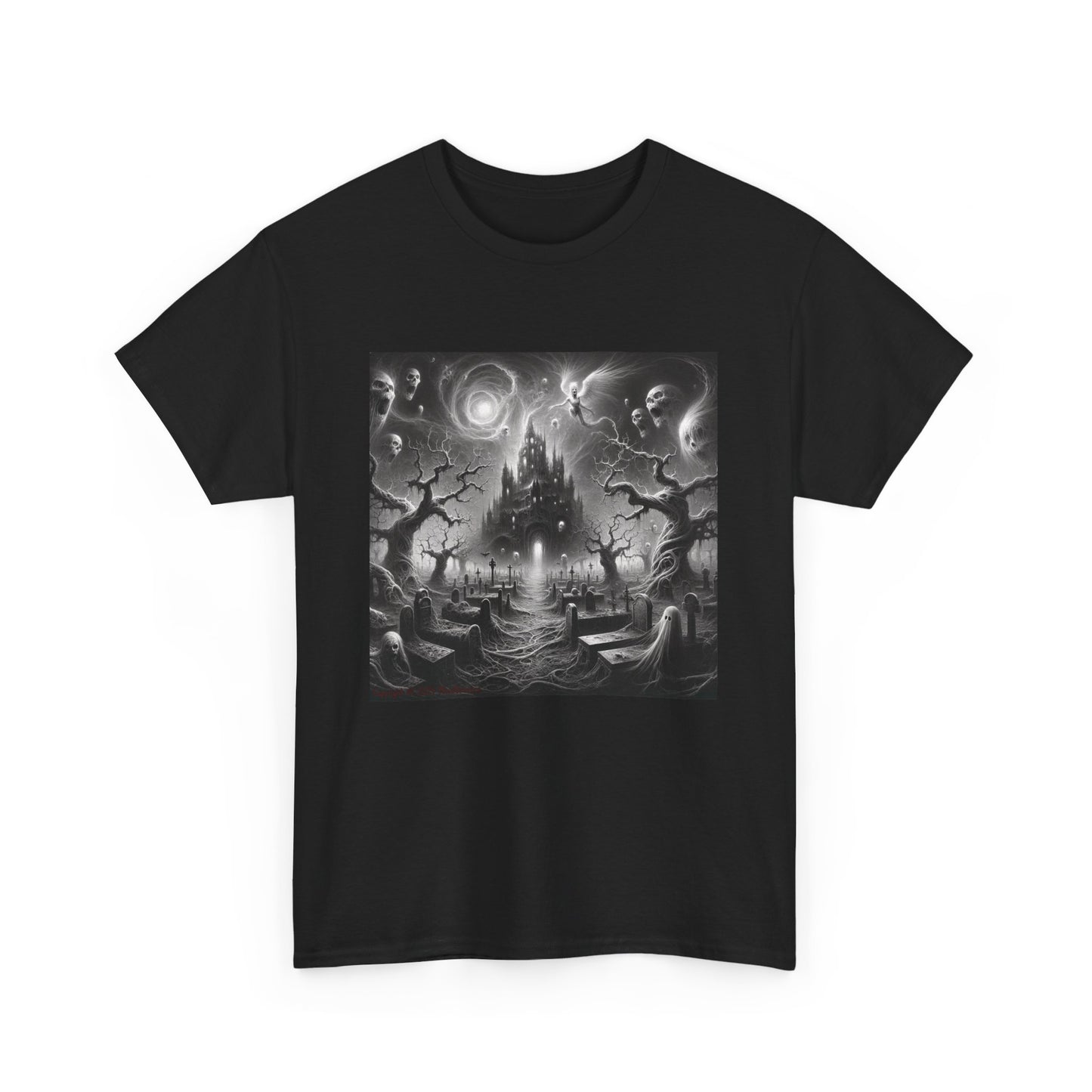 Horror Castle Black and White - Unisex Heavy Cotton Tee