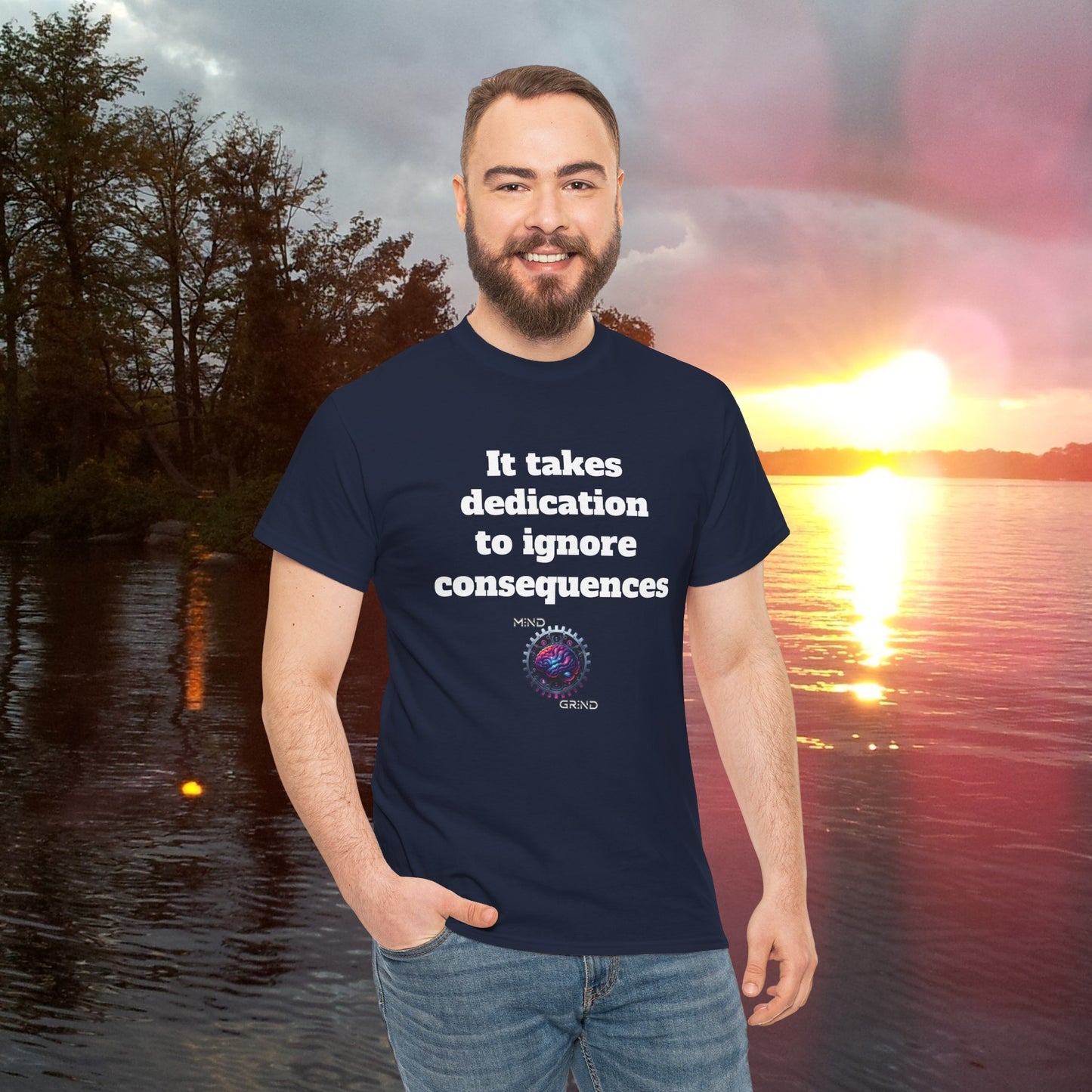 It takes dedication to ignore consequences - Unisex Heavy Cotton Tee - Large Logo