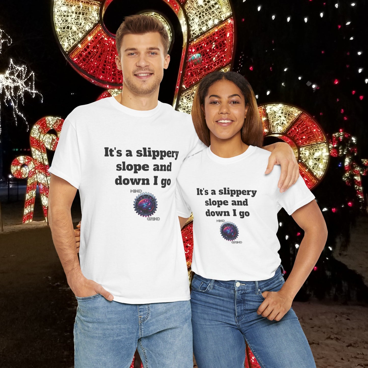 It's a slippery slope and down I go - Unisex Heavy Cotton Tee - Large Logo