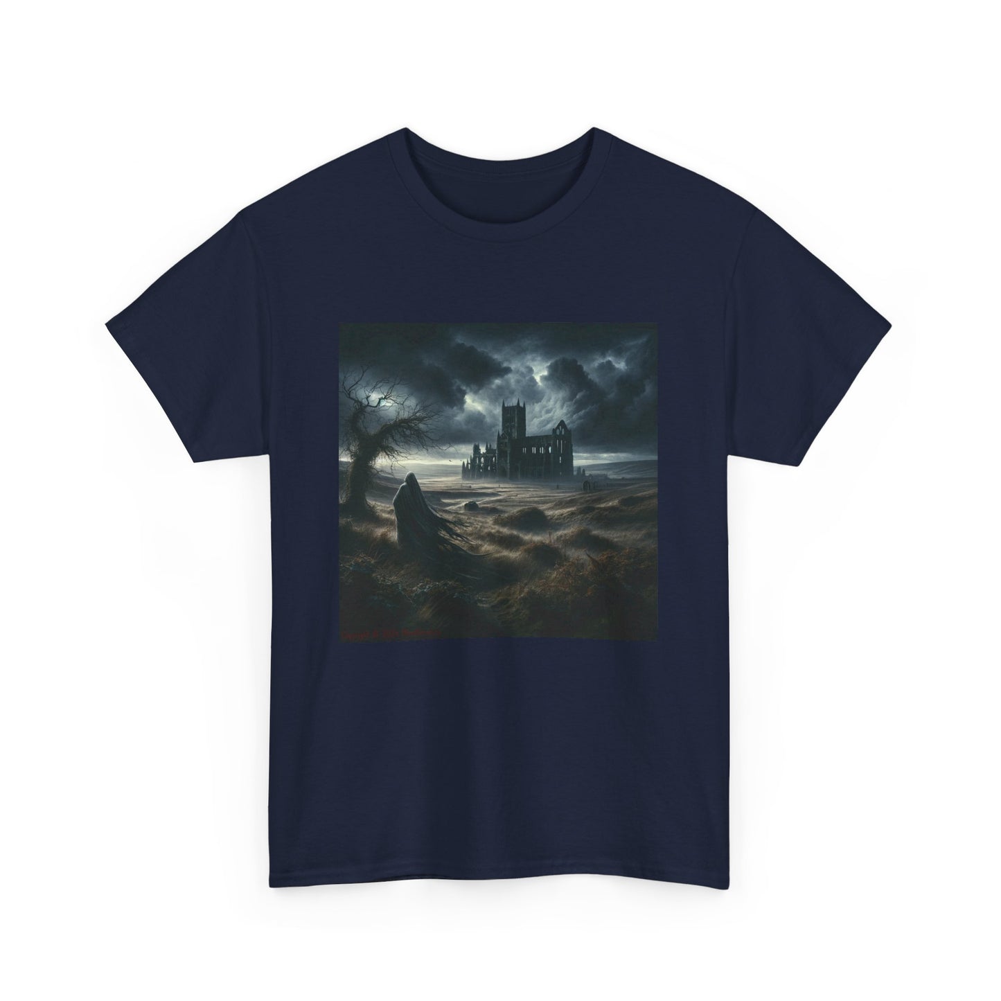 Horror Castle with Lone Spectre - Unisex Heavy Cotton Tee
