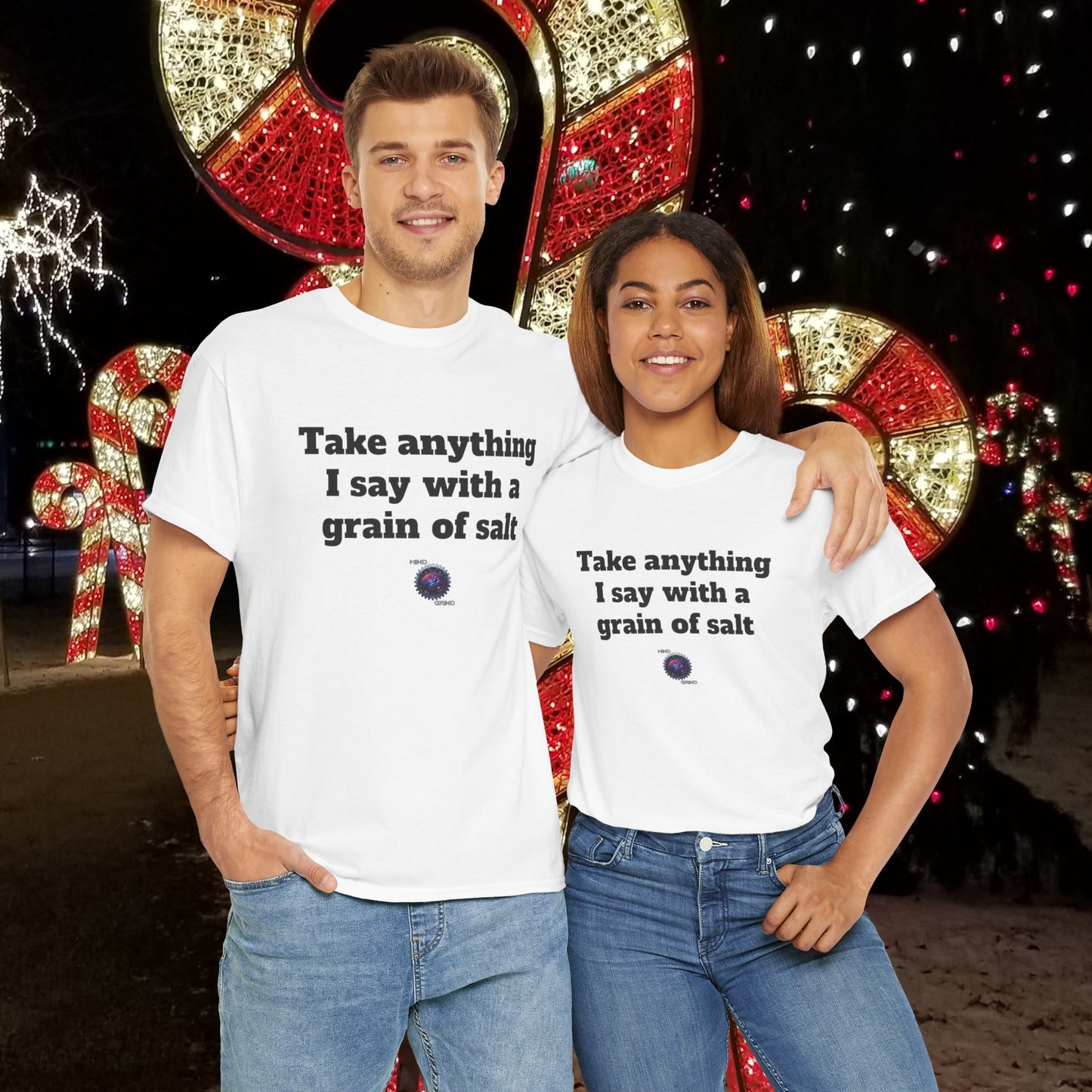 Take anything I say with a grain of salt - Unisex Heavy Cotton Tee - Small Logo