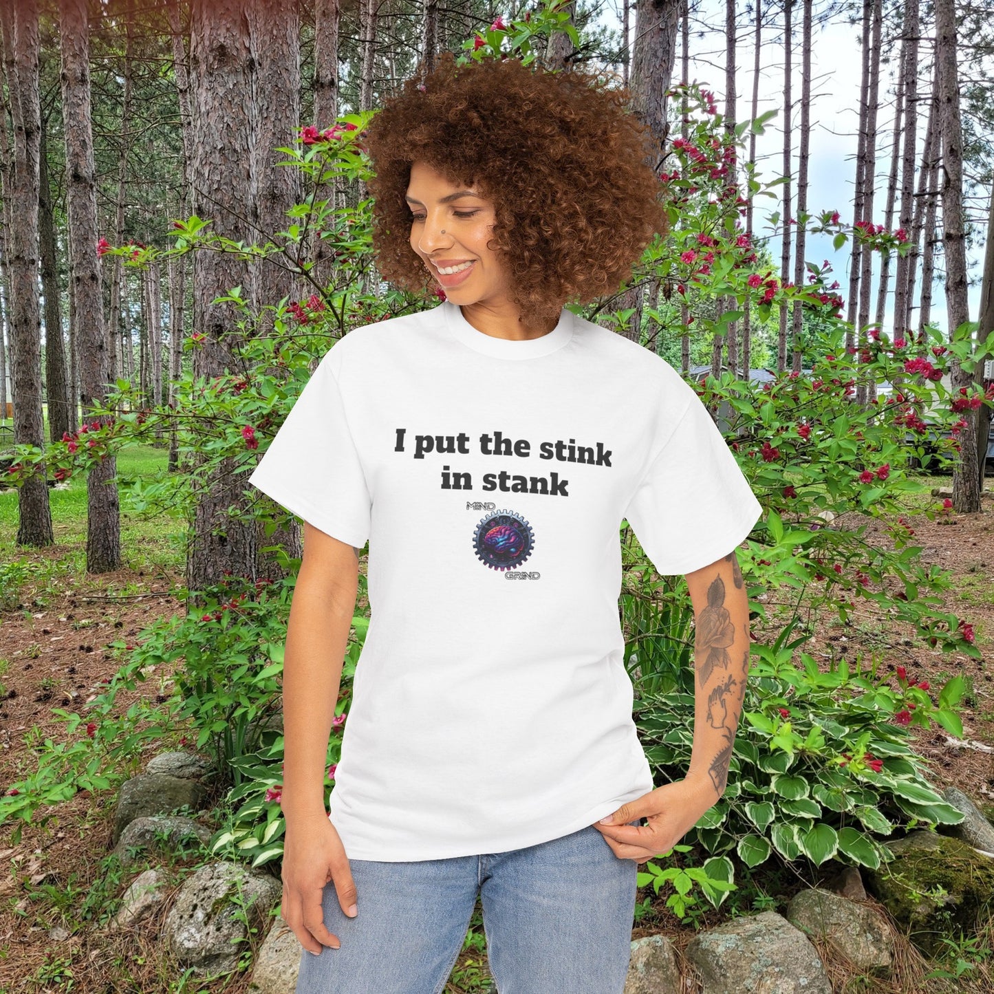 I put the stink in stank - Unisex Heavy Cotton Tee - Large Logo
