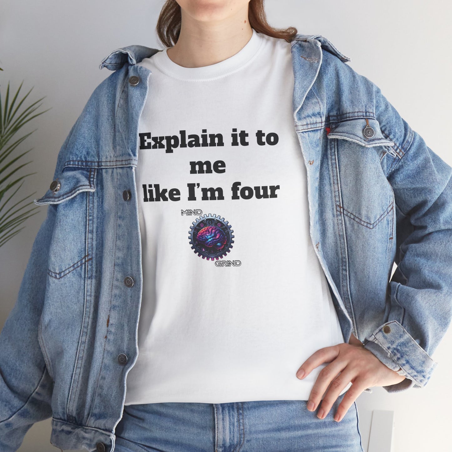 Explain it to me like I'm four - Unisex Heavy Cotton Tee - Large Logo