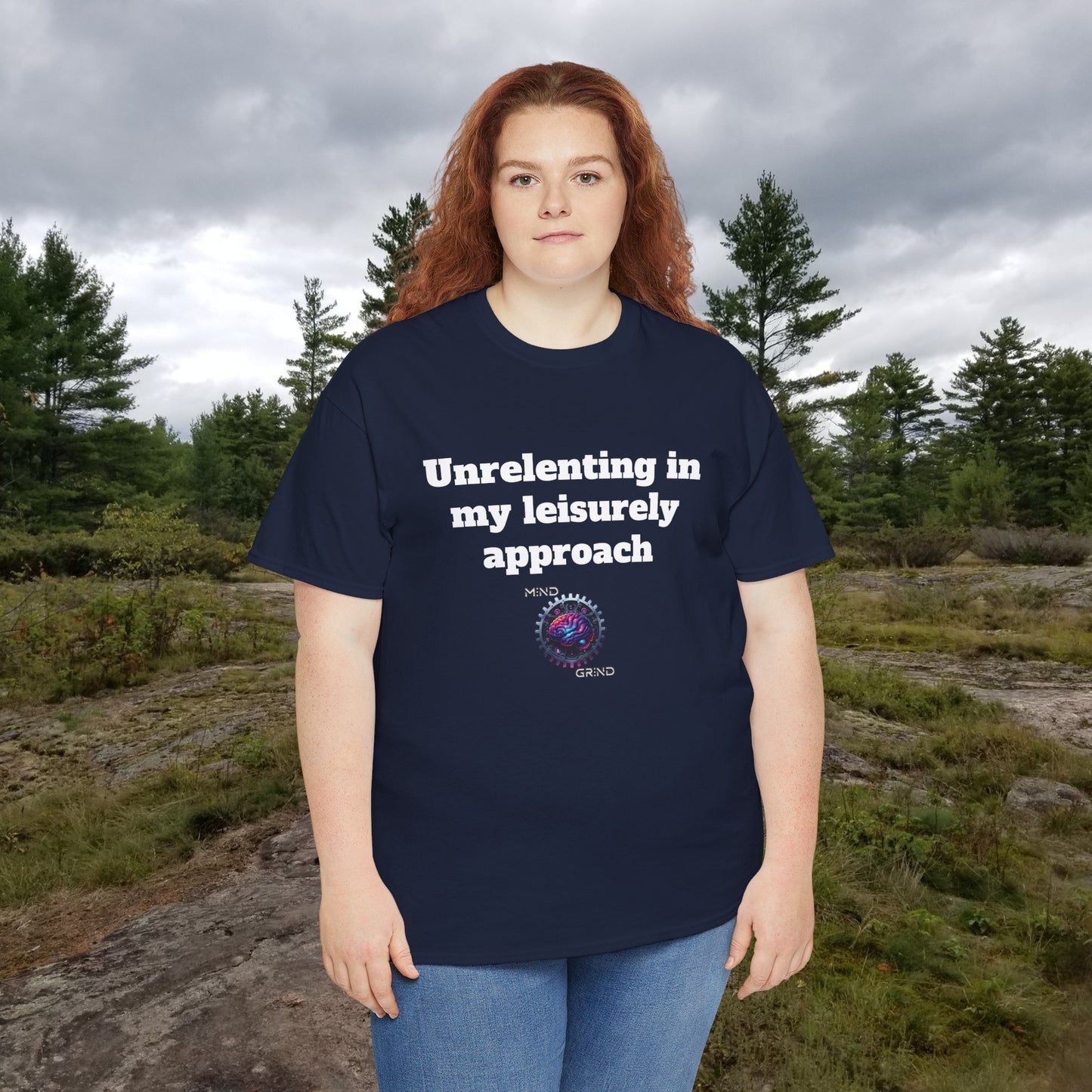 Unrelenting in my leisurely approach - Unisex Heavy Cotton Tee - Large Logo