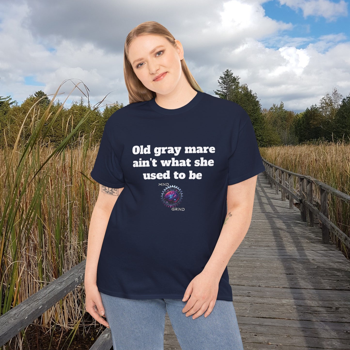 Old gray mare ain't what she used to be - Unisex Heavy Cotton Tee - Large Logo